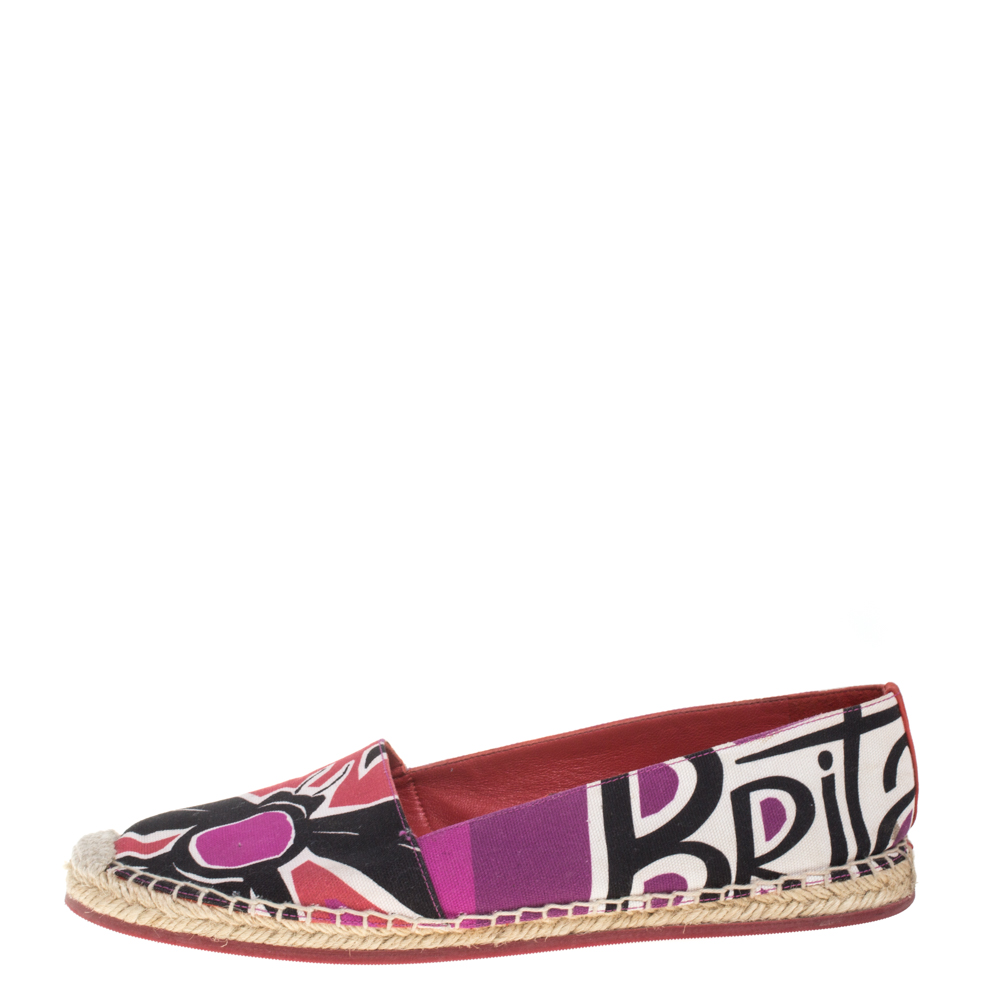 

Burberry Multicolor Canvas Insects Of Britain Print Espadrille Flats Size