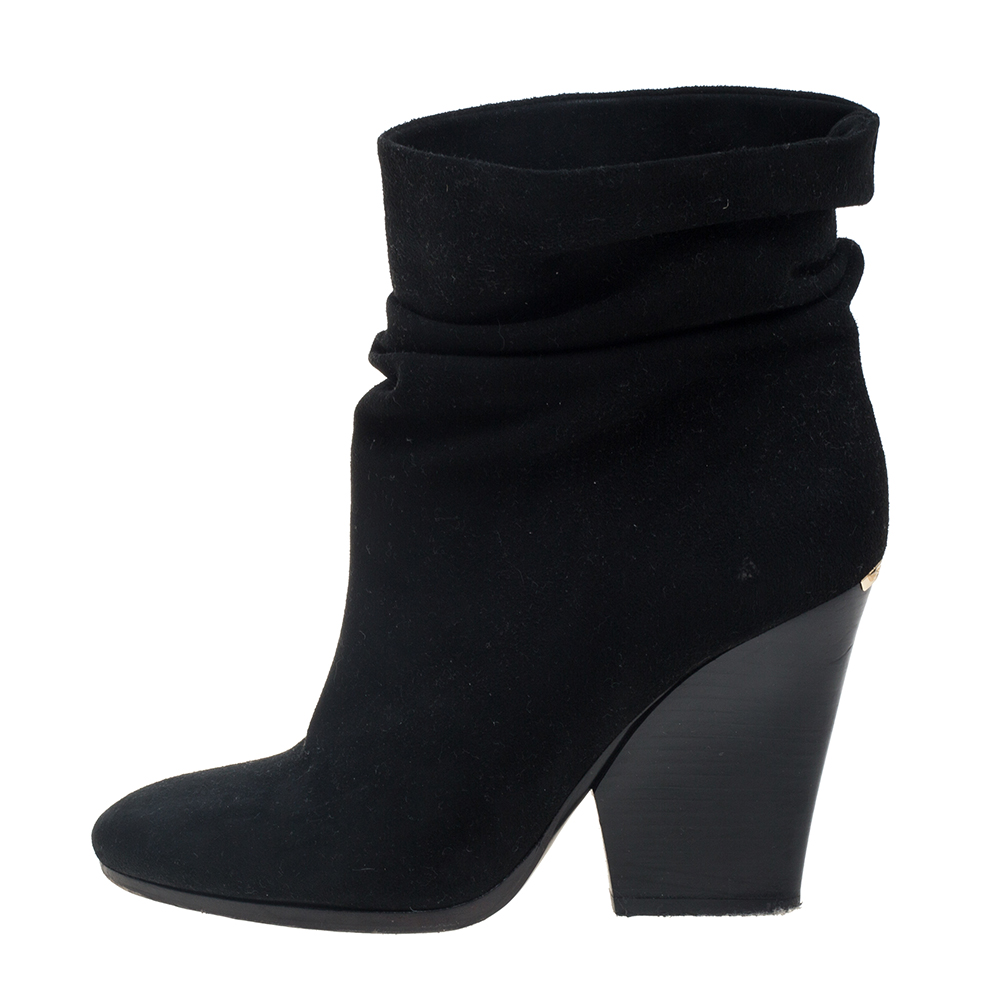 

Burberry Black Suede Round Toe Wedge Heel Ankle Boots Size