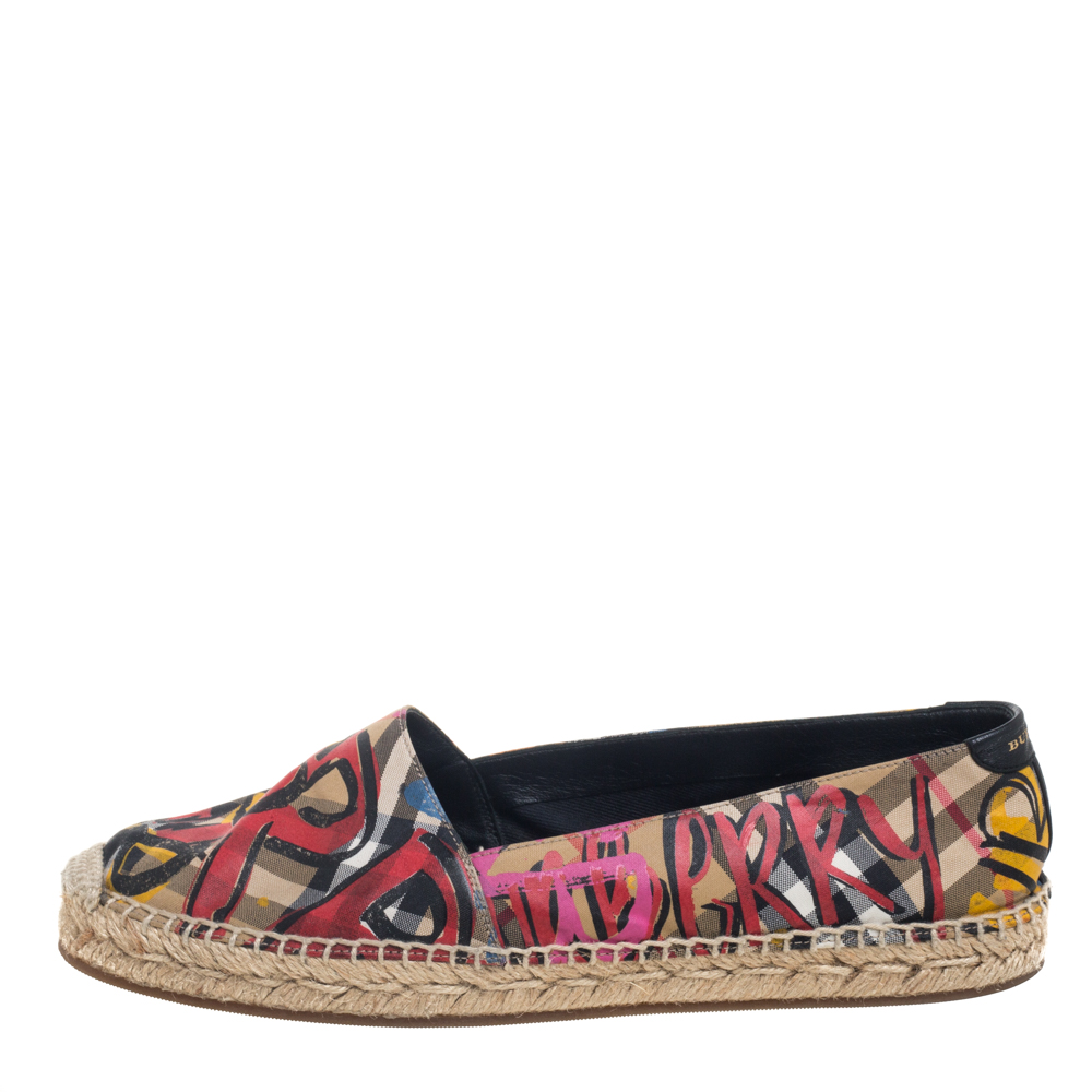

Burberry Multicolor Canvas Espadrille Flats Size