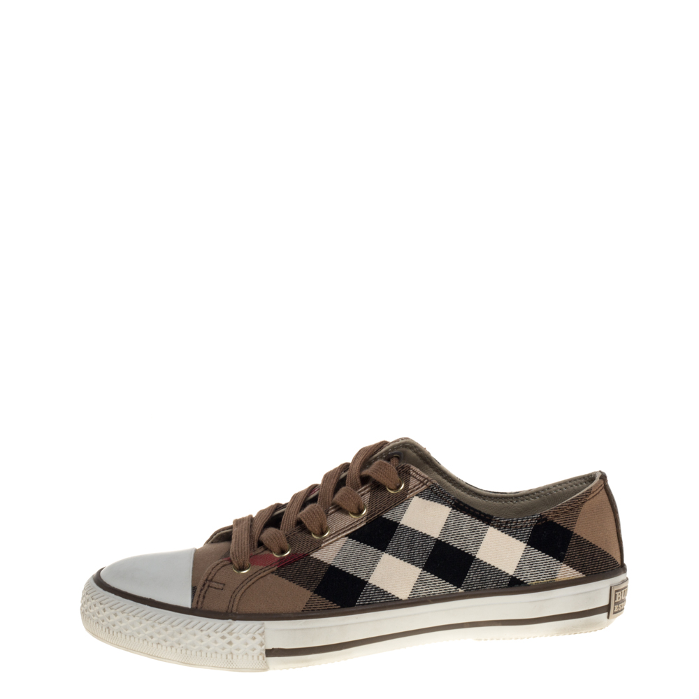 

Burberry Brown Novacheck Canvas Lace Up Sneakers Size