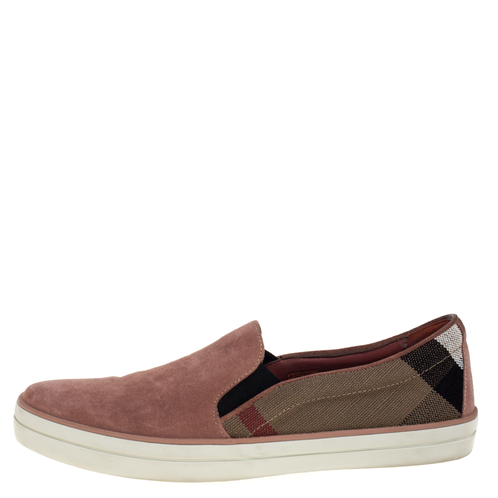 

Burberry Multicolor Suede And Canvas Gauden Slip On Sneakers Size