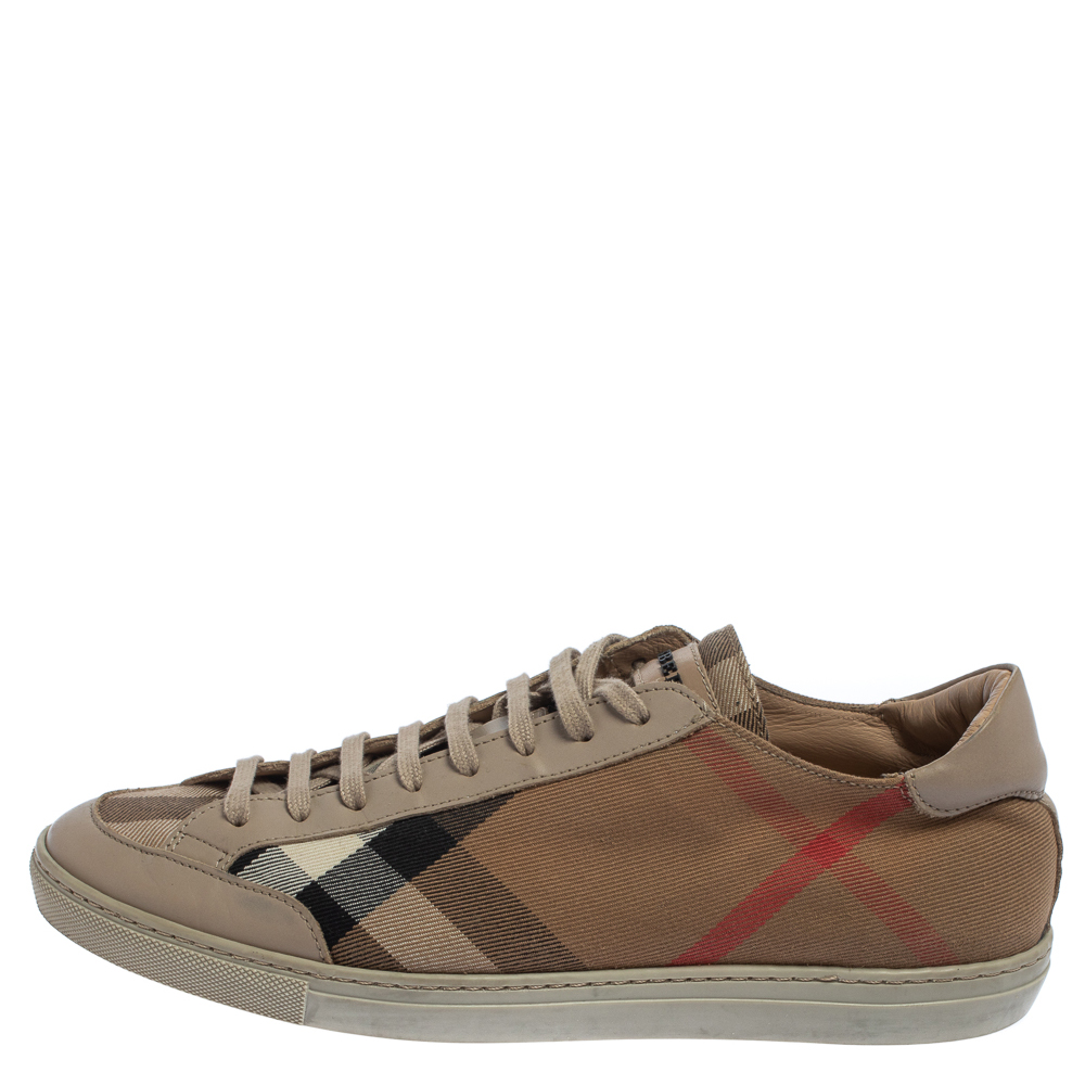 

Burberry Beige Nova Canvas And Leather Low Top Sneakers Size