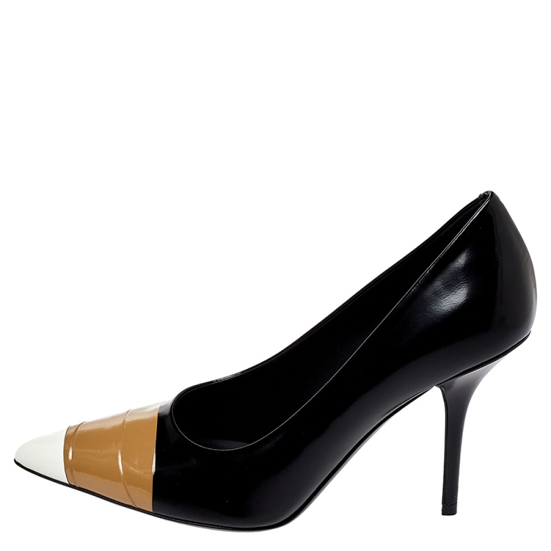 

Burberry Black/Brown Leather and Patent Leather Pointed Toe Annalise Pumps Size, Multicolor