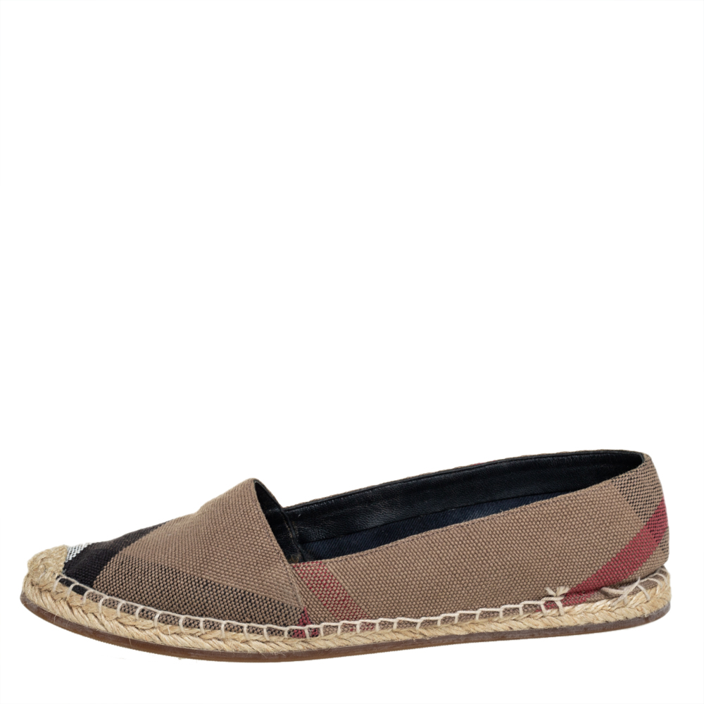 

Burberry Brown Check Canvas Espadrille Flats Size