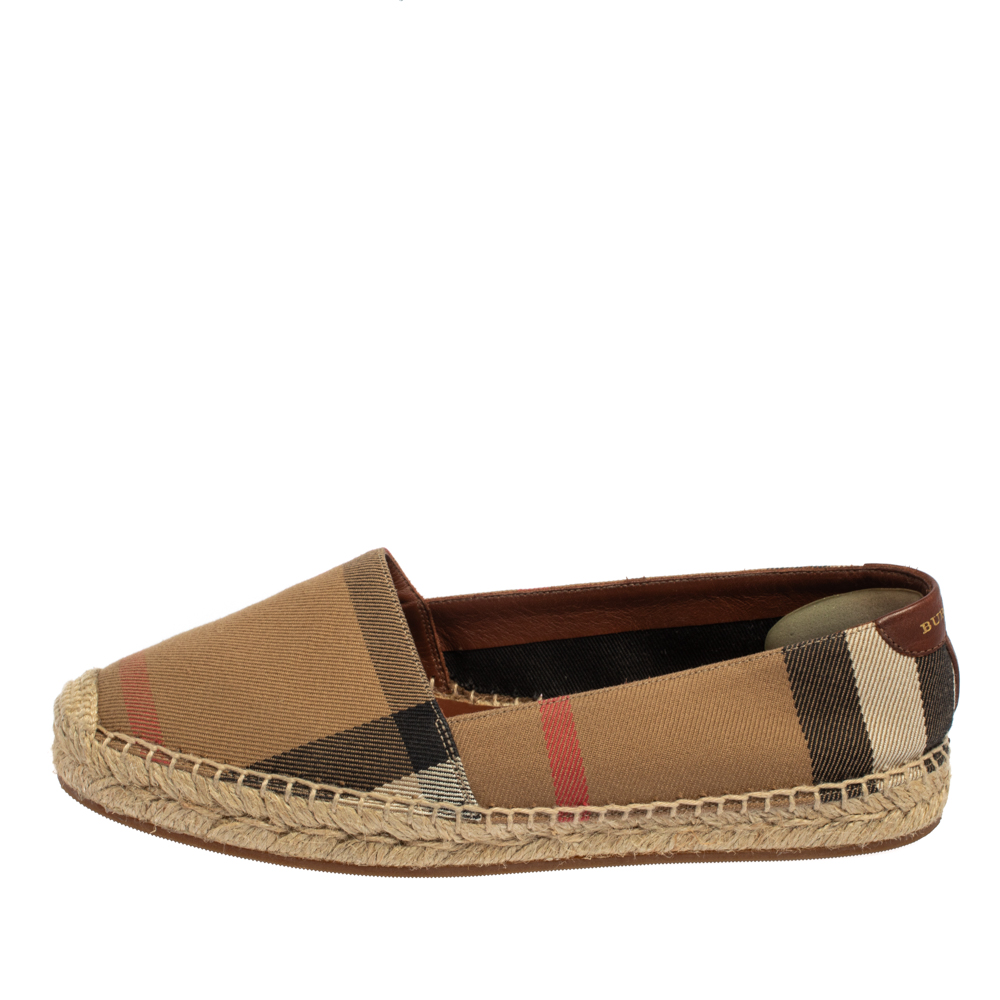 

Burberry Beige Check Canvas Espadrille Flats Size