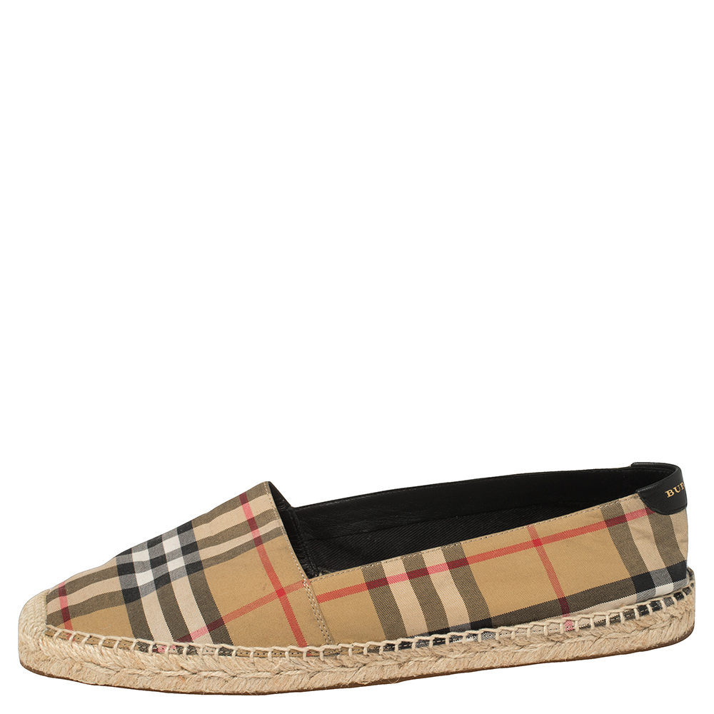 

Burberry Vintage Check Canvas Espadrille Flats Size, Beige