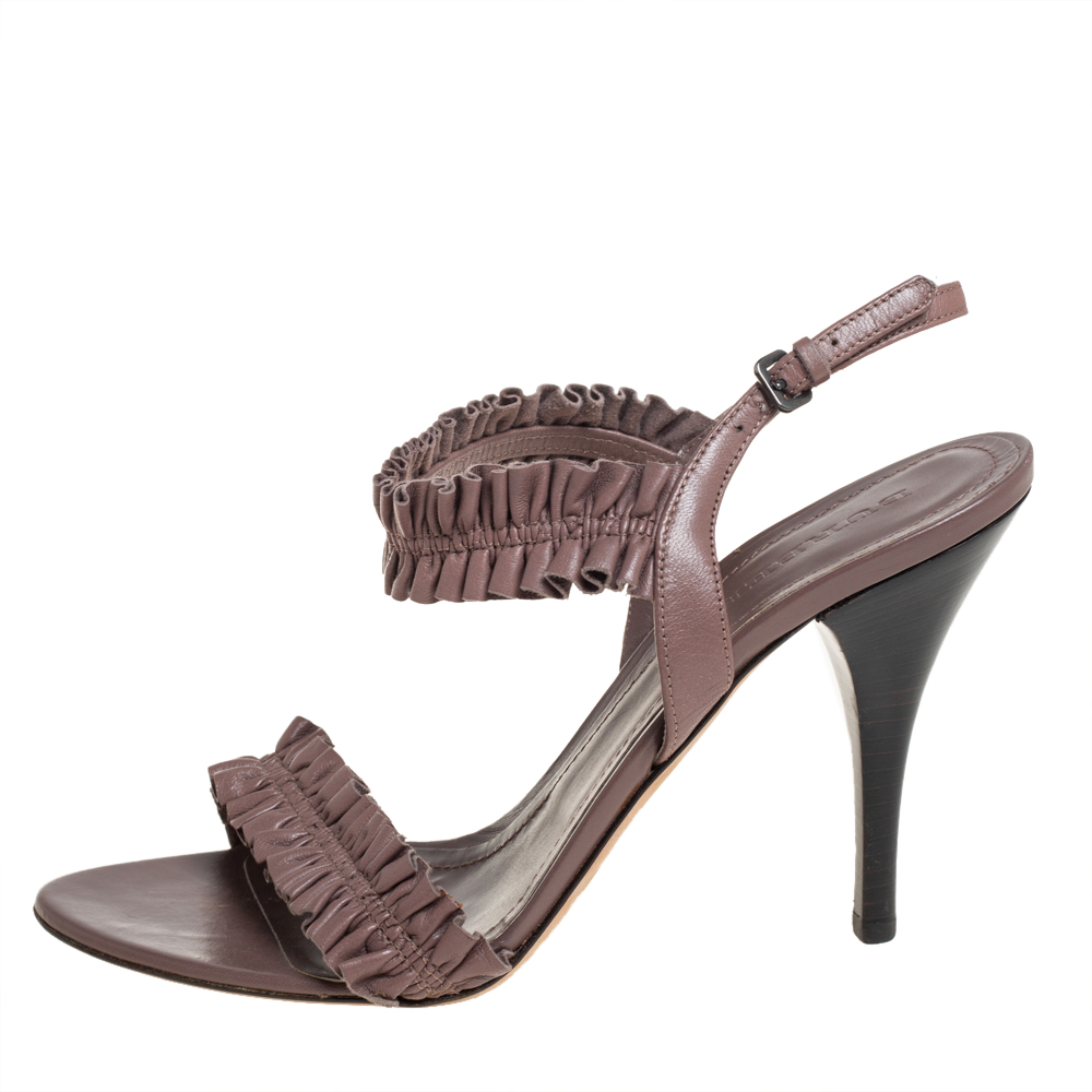 

Burberry Brown Leather Ruffle Slingback Sandals Size