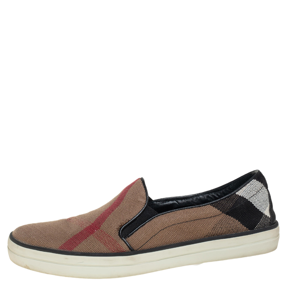 

Burberry Brown Nova Check Canvas Slip On Sneakers Size