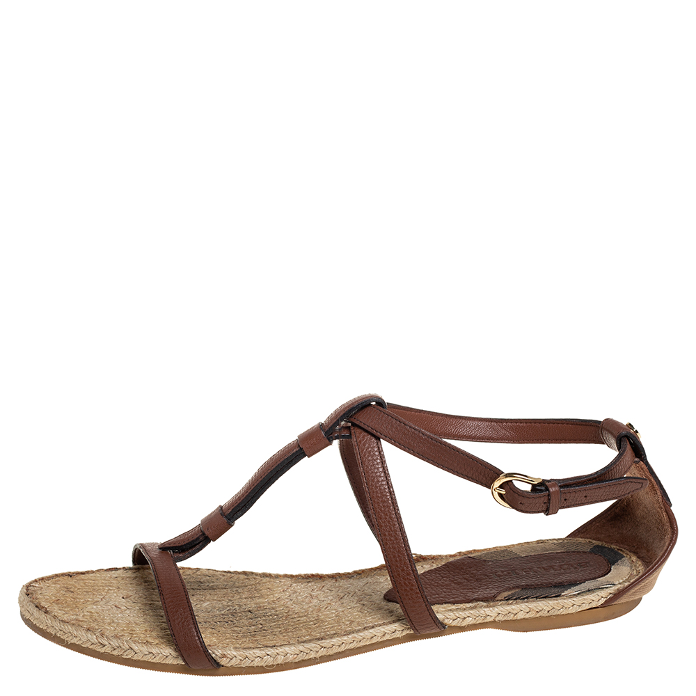 

Burberry Brown Leather Espadrille Flats Size