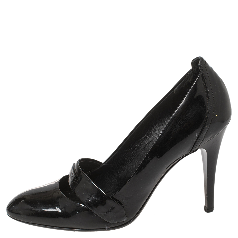 

Burberry Black Patent Leather Mary Jane Round Toe Pumps Size