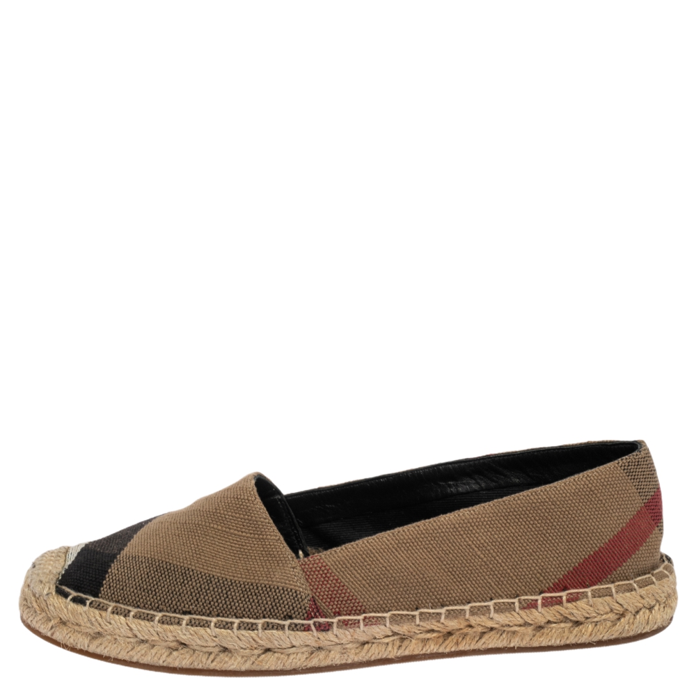

Burberry Beige Hodgeson Check Canvas Flat Espadrille Size