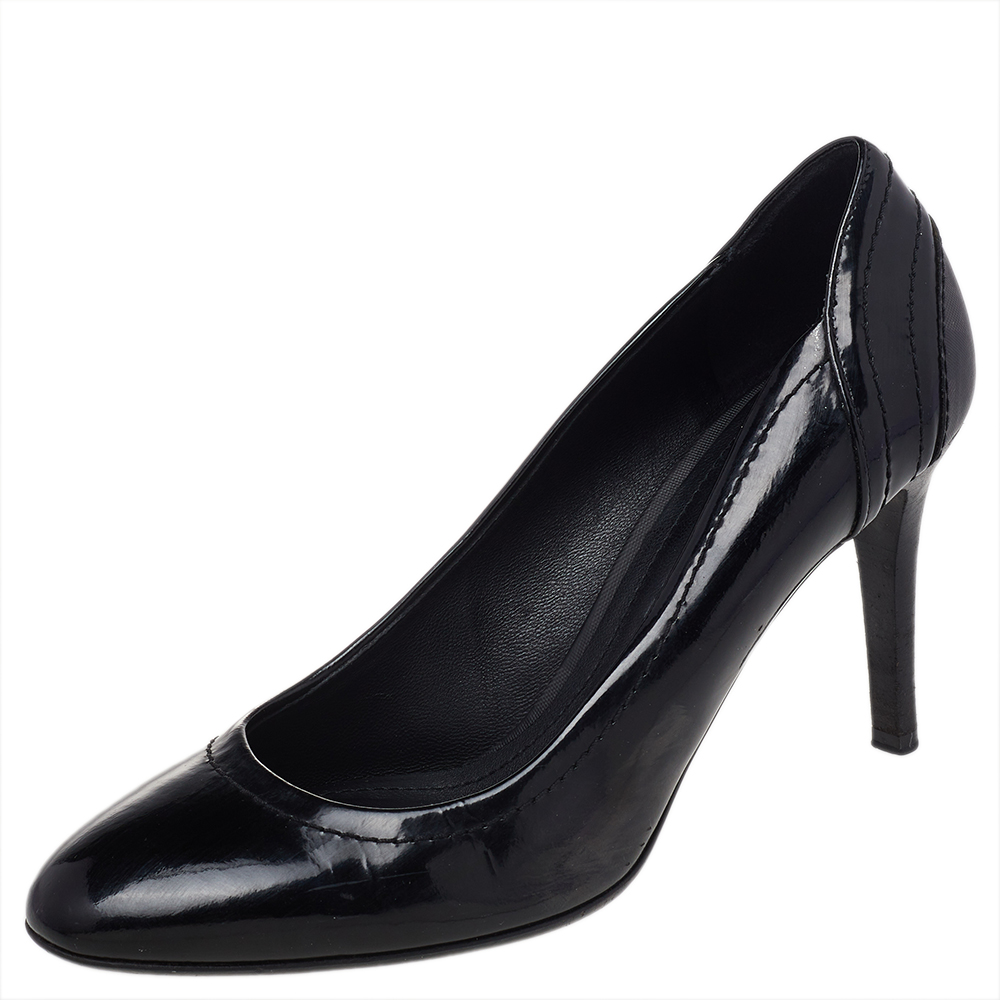 

Burberry Black Patent Leather And Coated Canvas Pumps Size