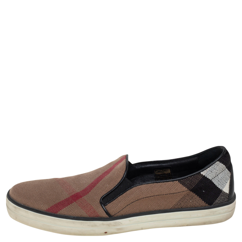 

Burberry Beige House Check Canvas Gauden Slip On Sneakers Size