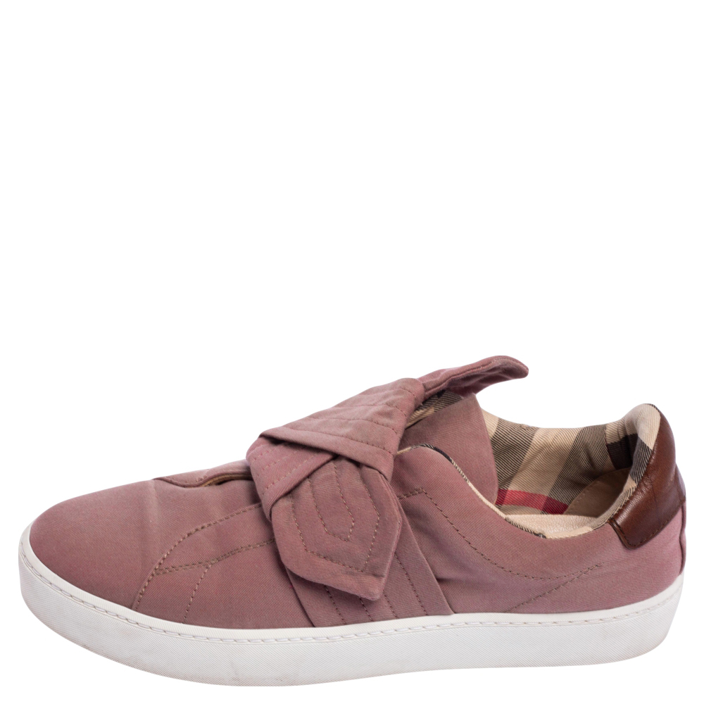 

Burberry Pink Canvas And Leather Gauden Slip On Sneakers Size
