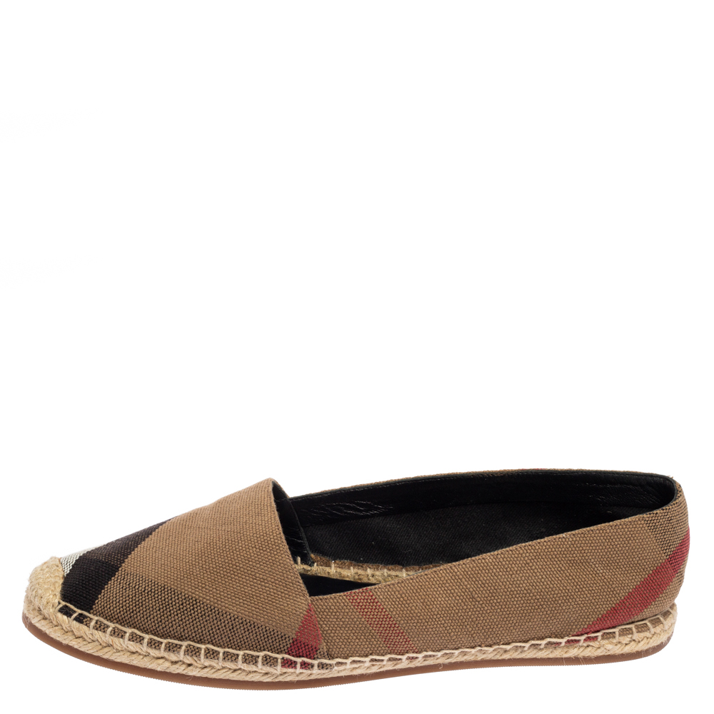 

Burberry Beige Canvas House Check Espadrilles Flats Size