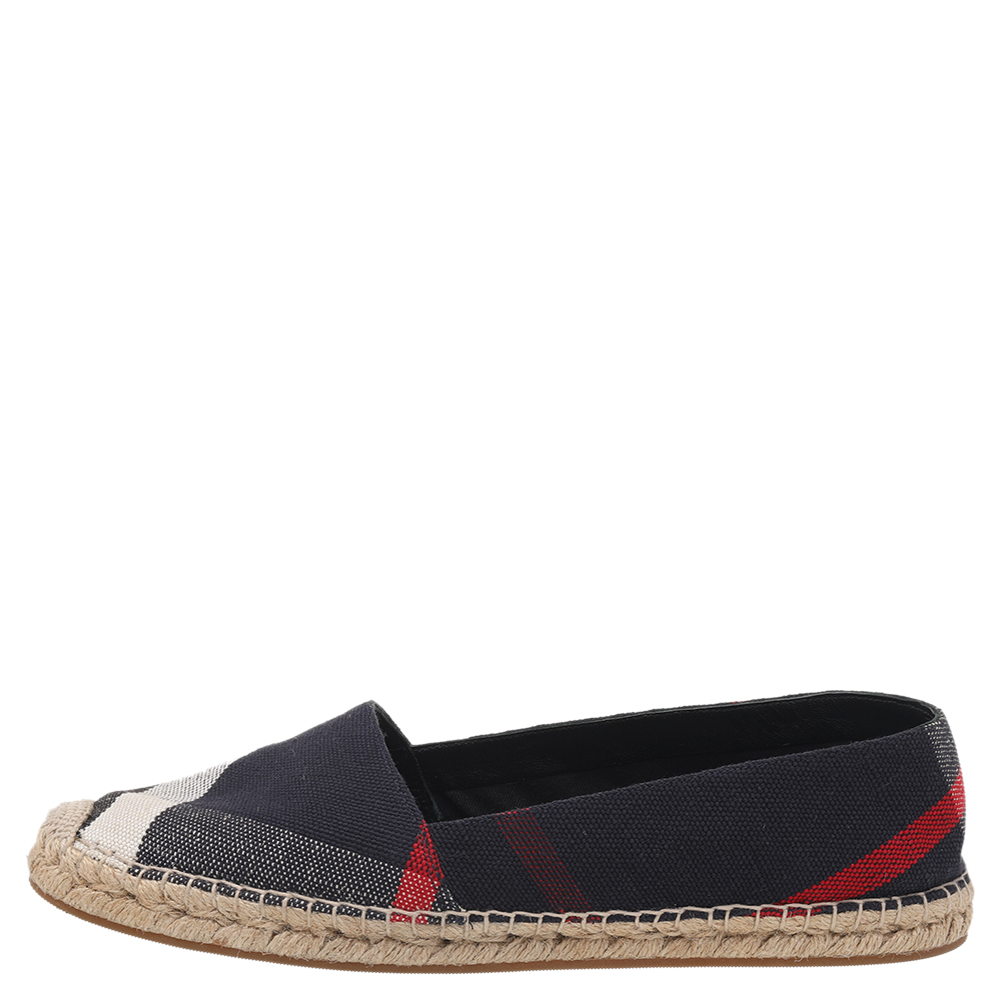 

Burberry Black Nova Check Canvas Espadrilles Flats Size