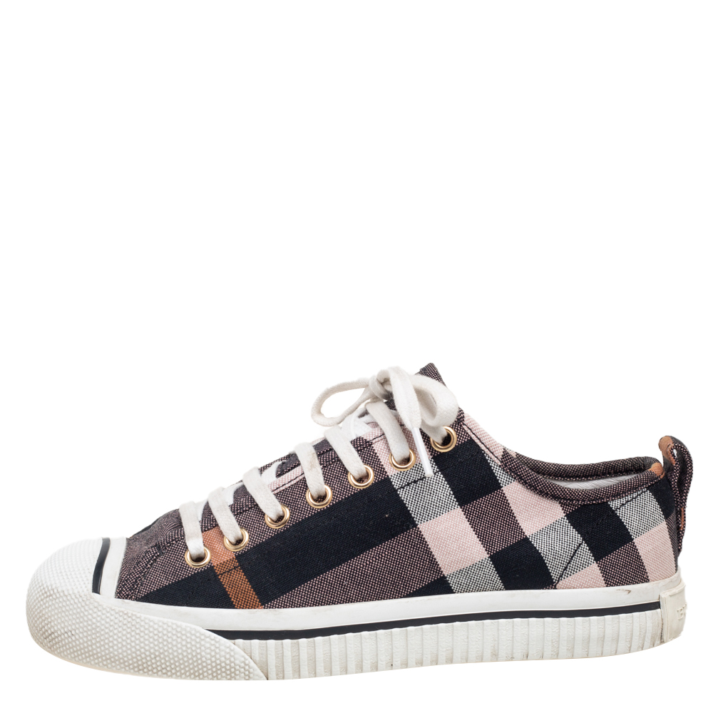 

Burberry Brown Canvas Housecheck Canvas Low Top Sneakers Size