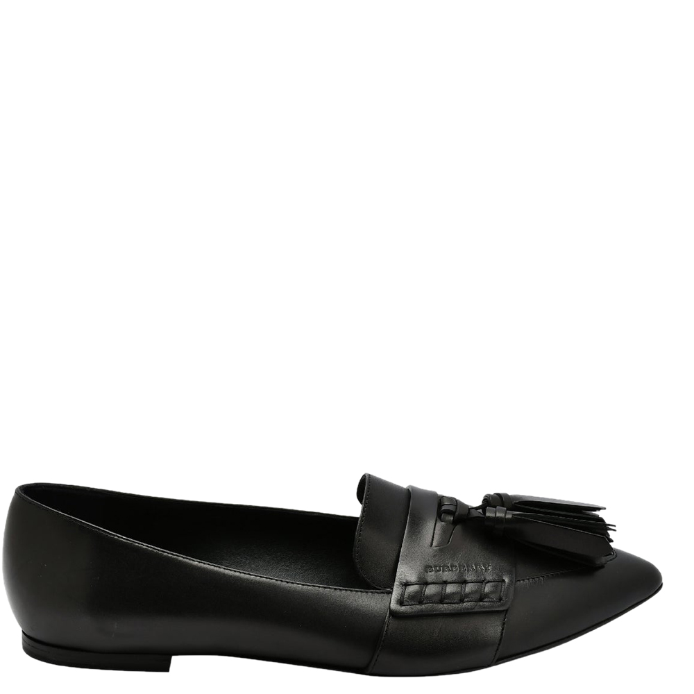 

Burberry Black Leather Coledale Tassel Detail Pointed Toe Penny Loafers EU