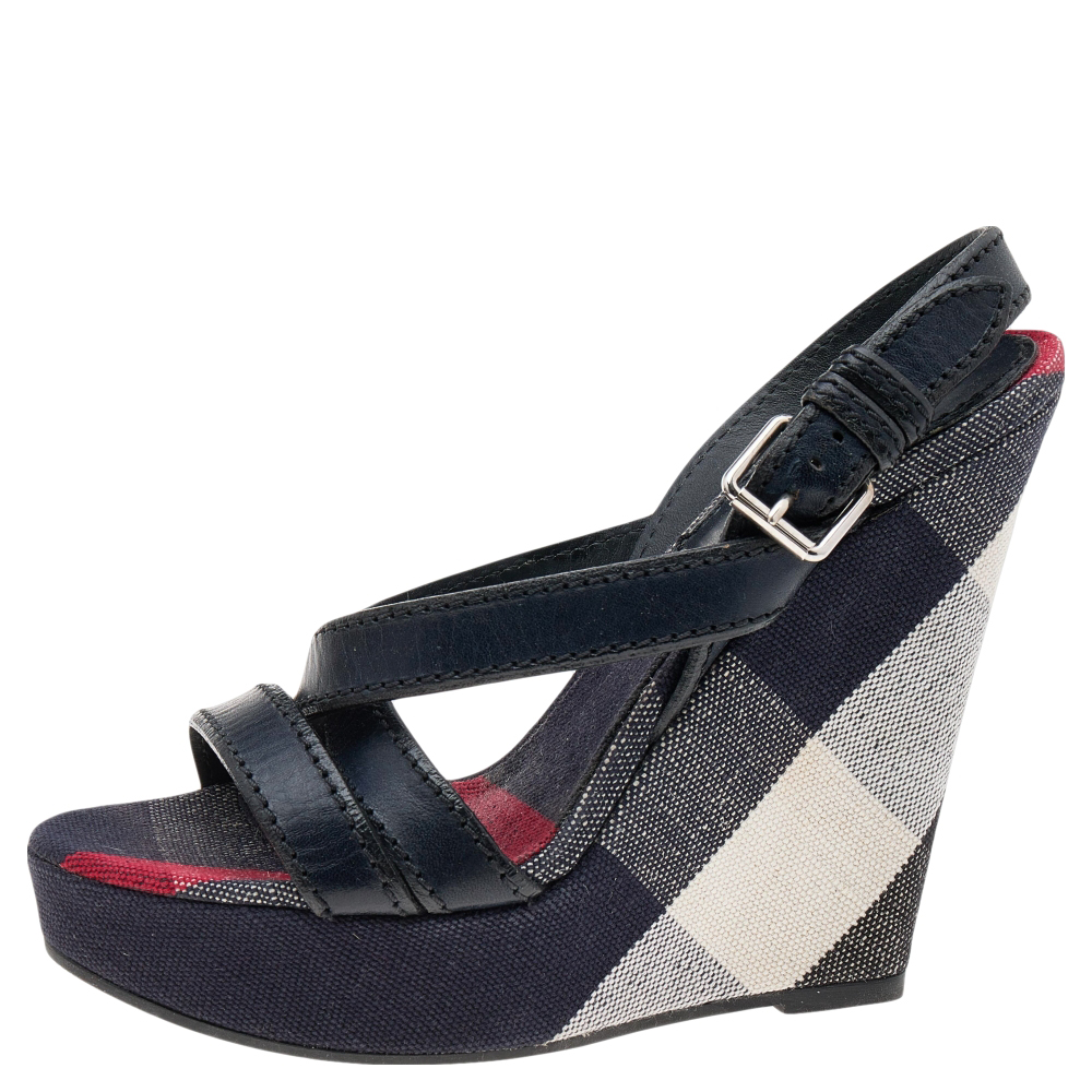 

Burberry Black Leather Wedge Sandals Size