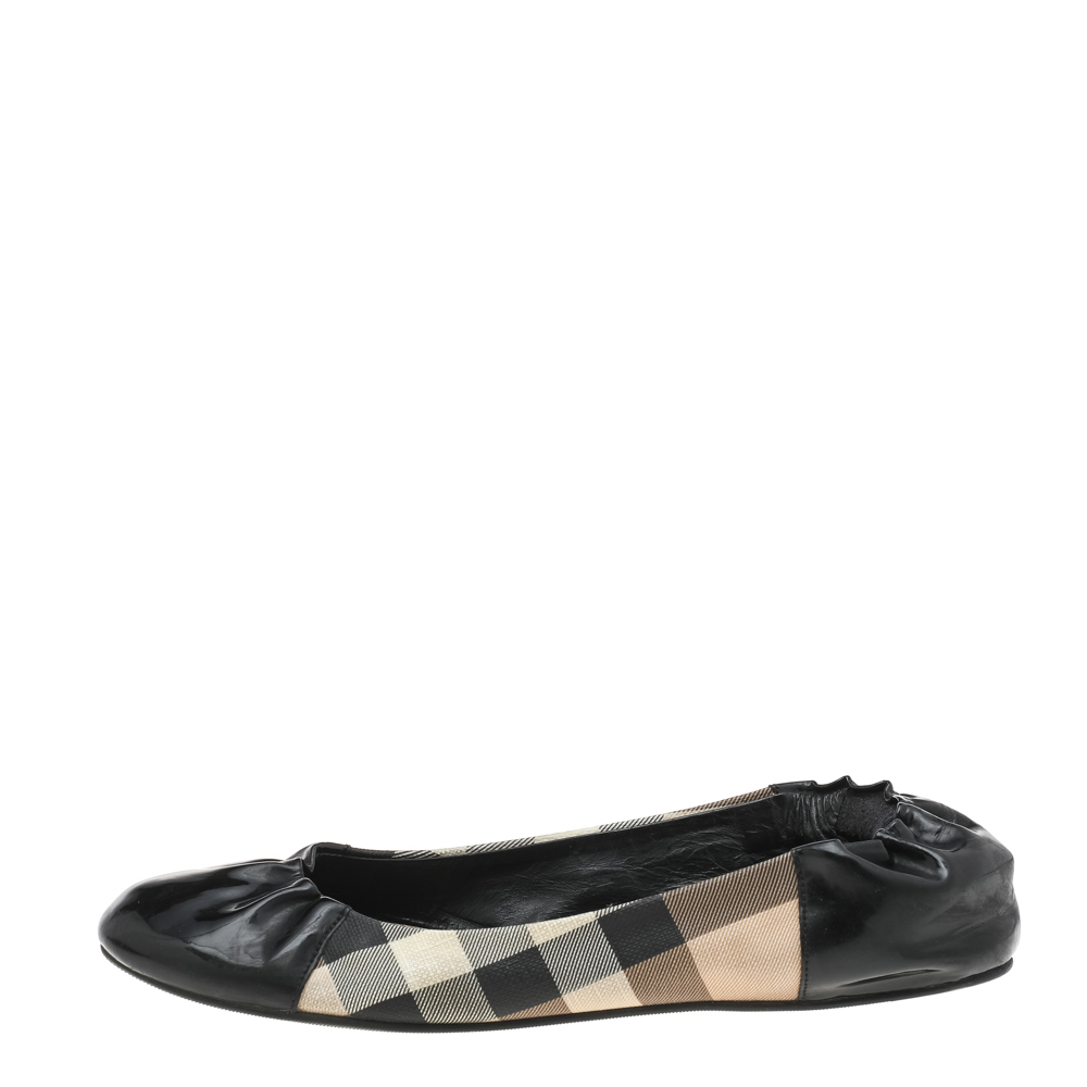 

Burberry Multicolor Nova Check PVC And Patent Leather Ballet Flats Size