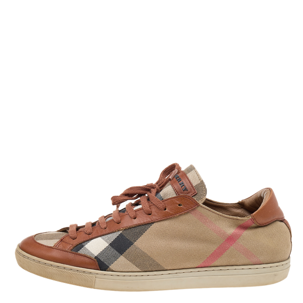 

Burberry Multicolor Nova Check Canvas And Leather Low Top Sneakers Size