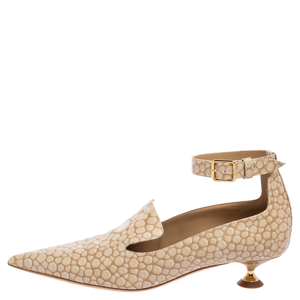 

Burberry Beige Leather Ankle Strap Pointed Toe Pumps Size
