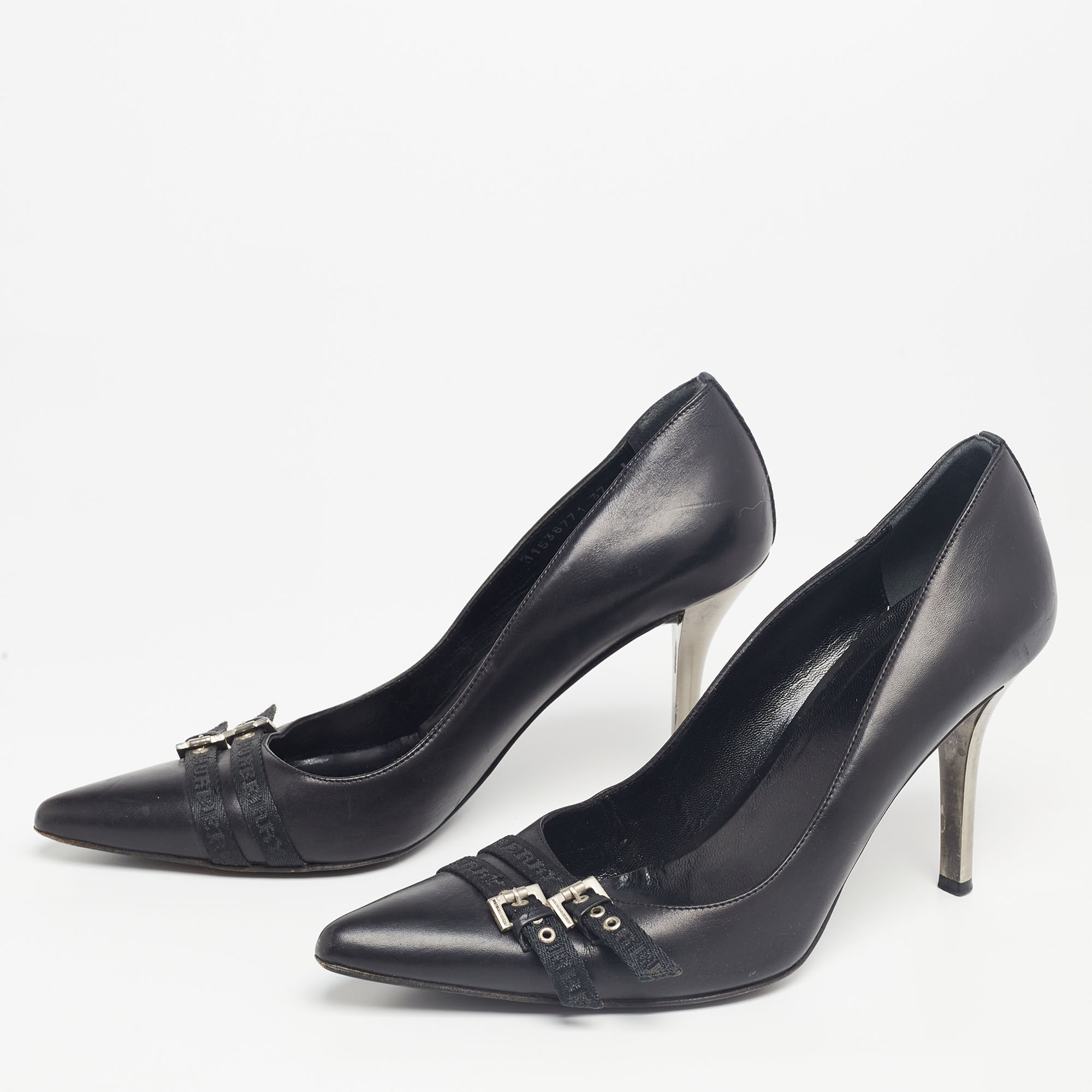 

Burberry Black Leather Buckle Detail Pointed Toe Pumps Size