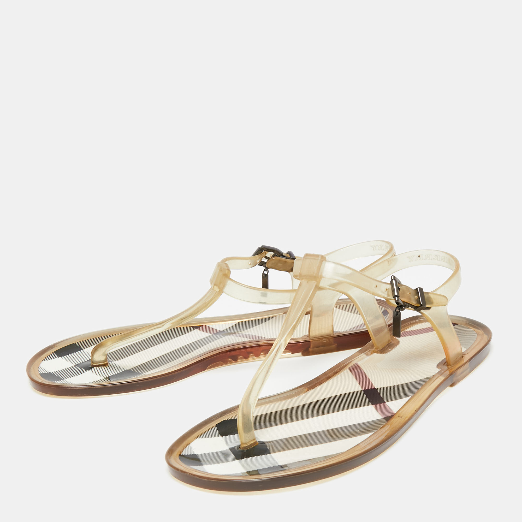 

Burberry Light Yellow Jelly Thong Flats Size