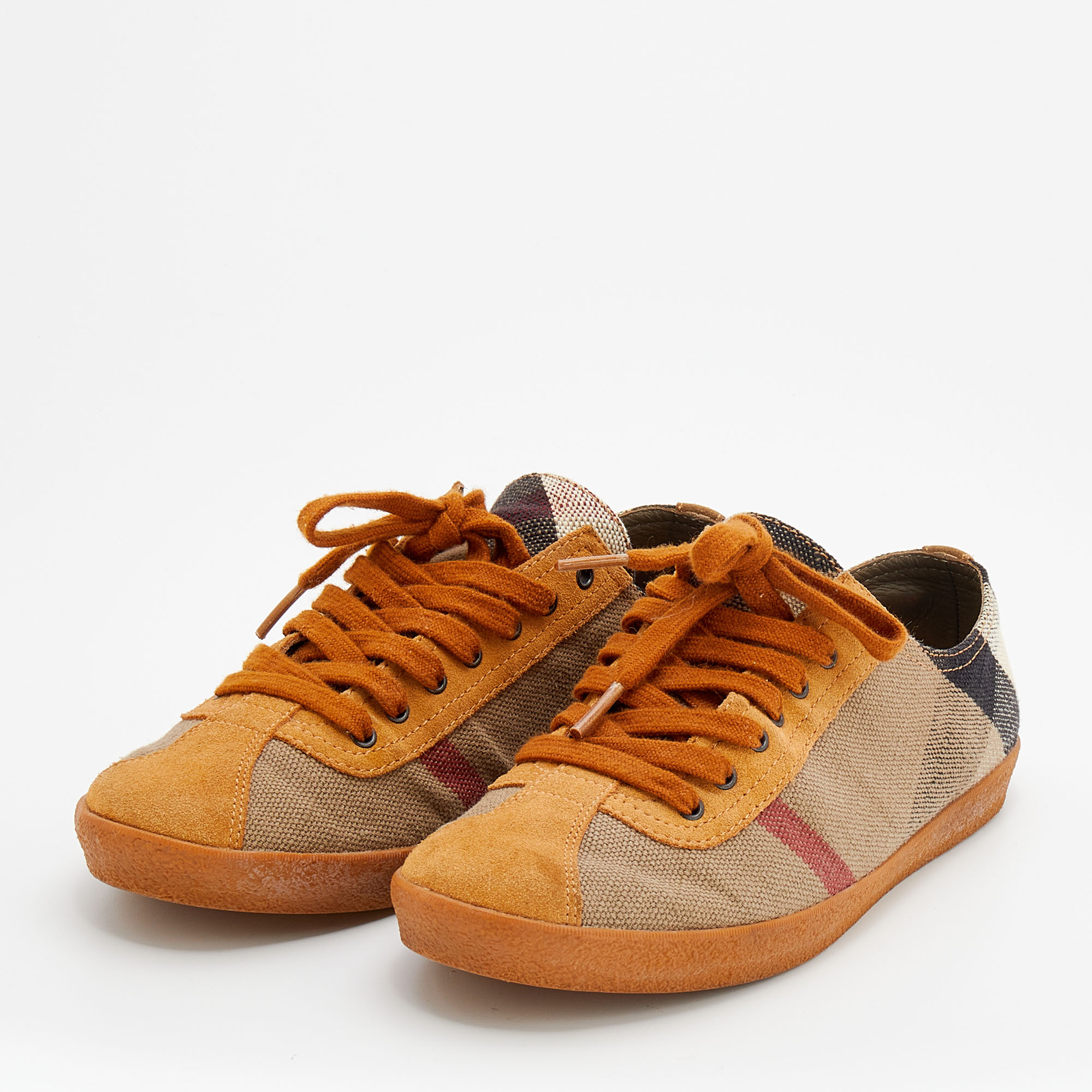 

Burberry Beige Suede And Canvas Low Top Sneakers Size