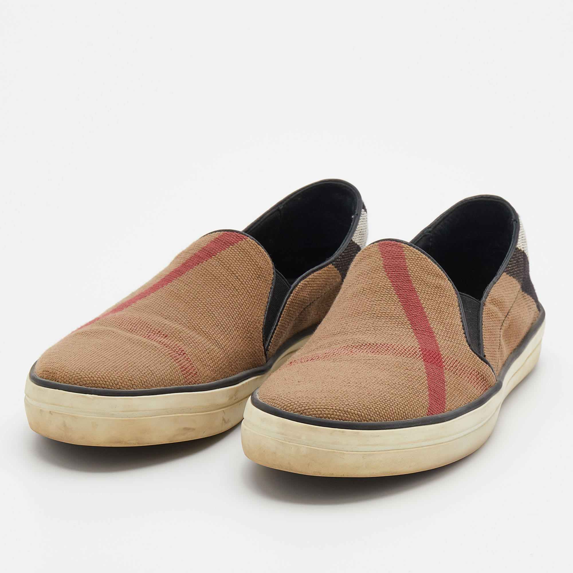 

Burberry Brown House Check Canvas Gauden Slip On Sneakers Size