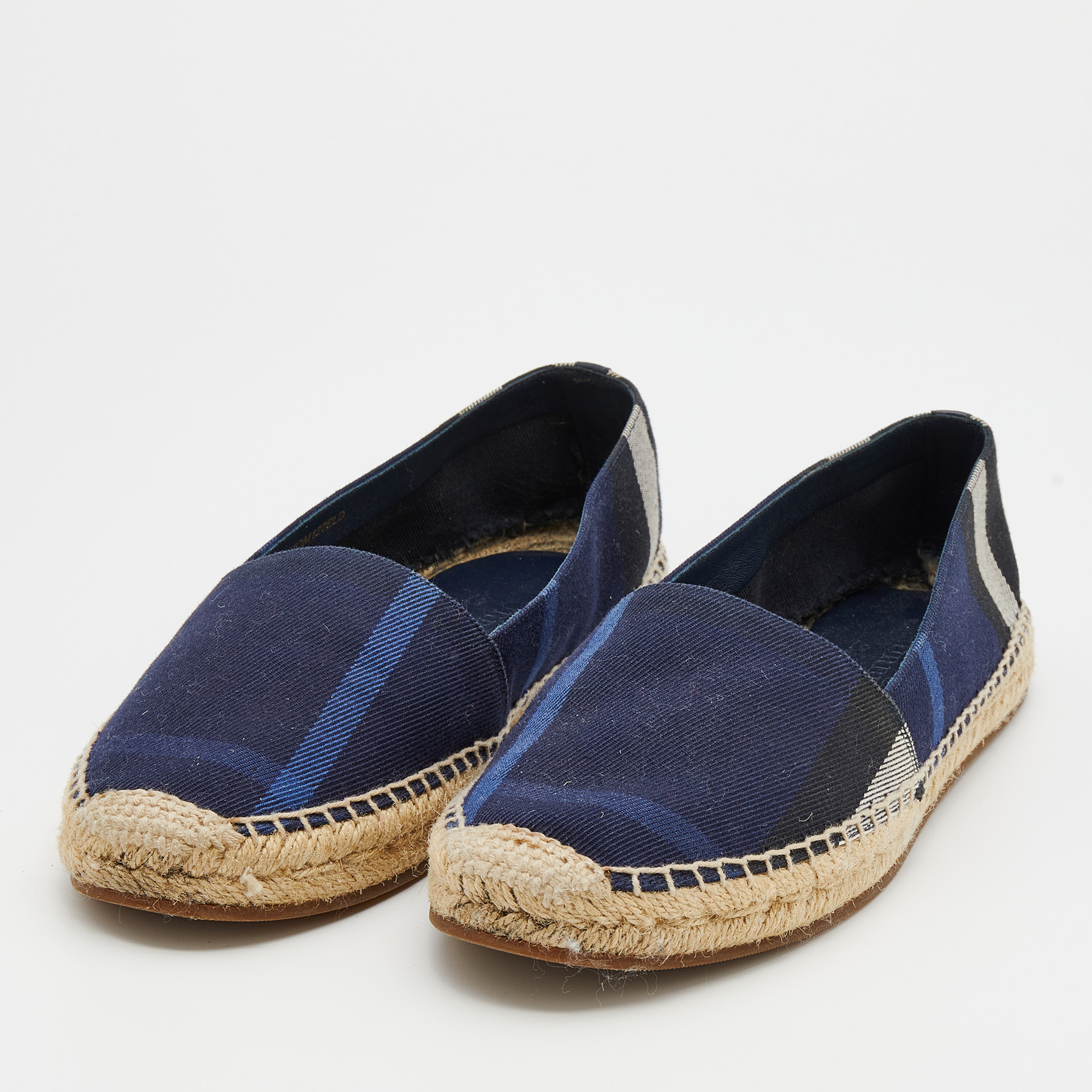 

Burberry Navy Blue House Check Canvas Espadrilles Flats Size