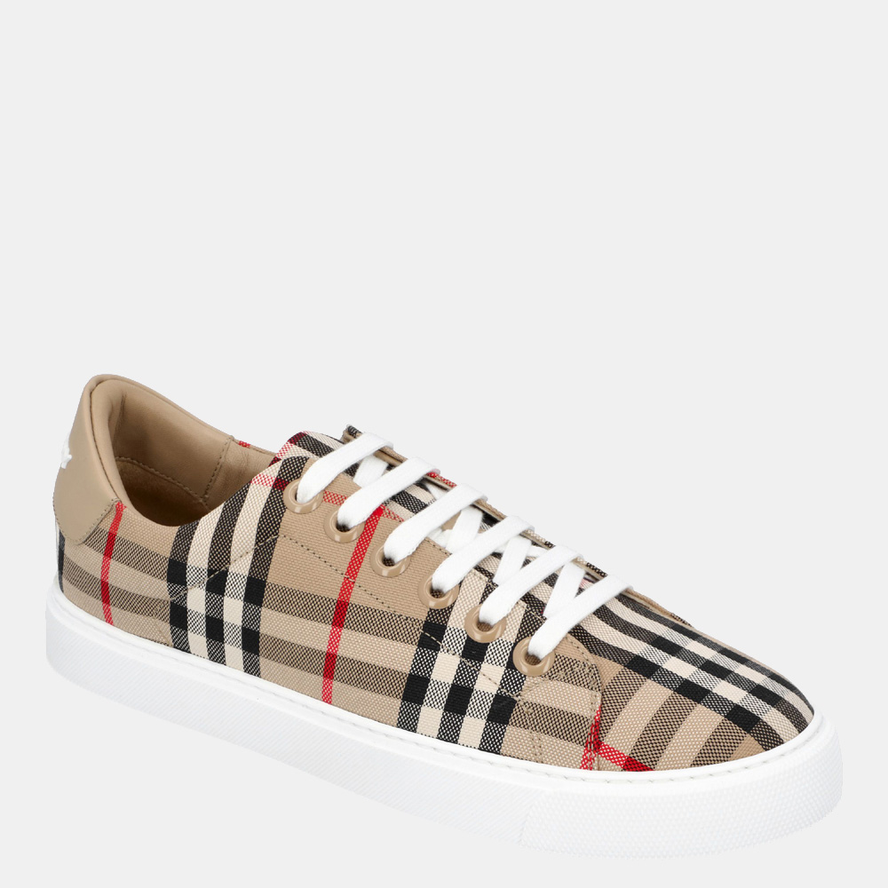 

Burberry Check Cotton and Leather Rangleton Sneakers EU, Beige