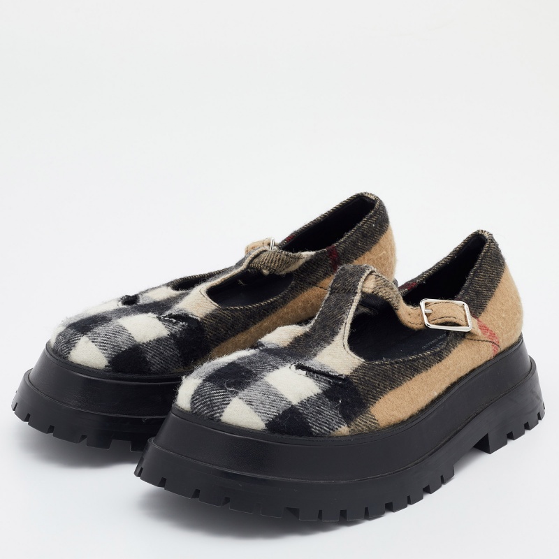 

Burberry Multicolor Vintage Check Wool Aldwych Mary Jane Loafers Size