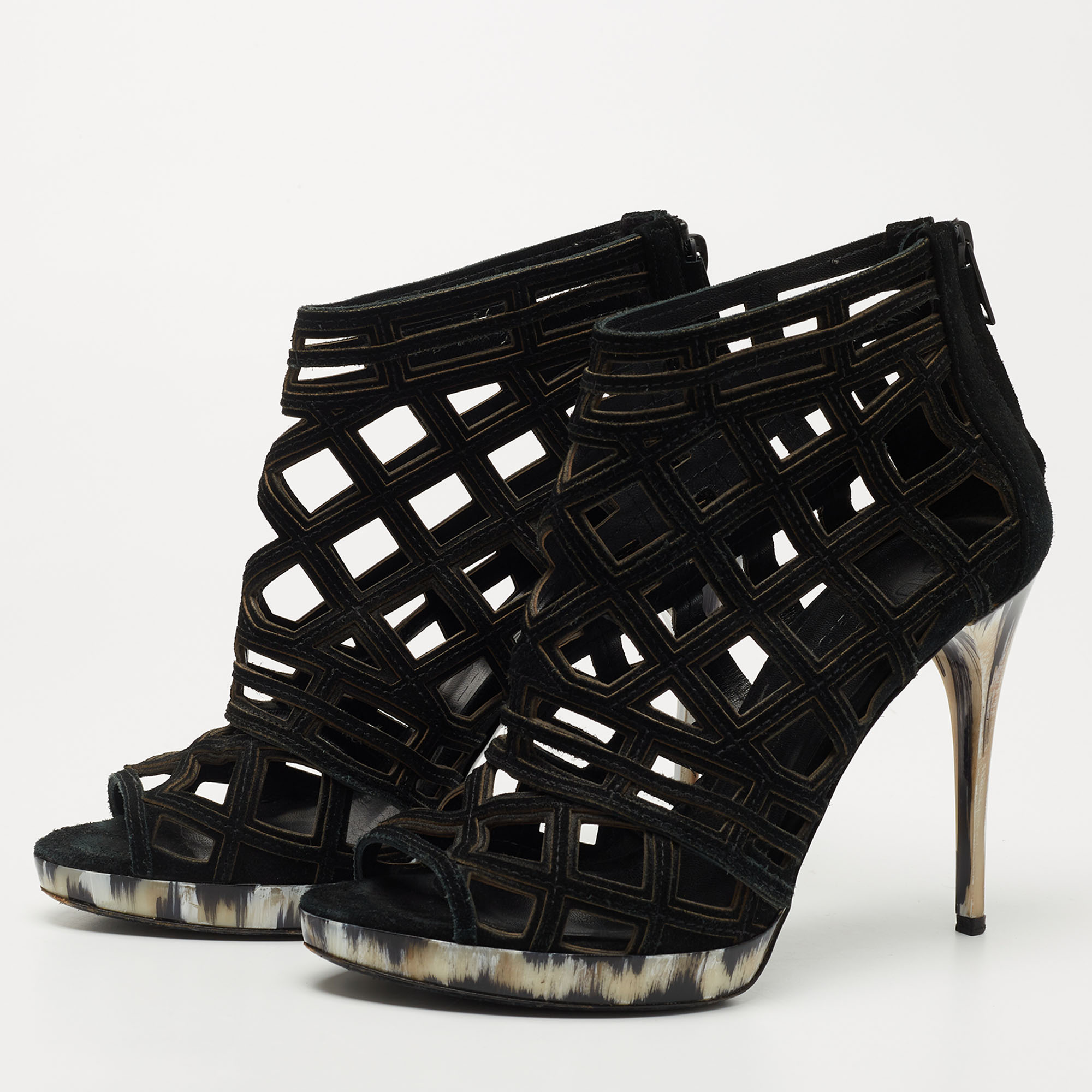 

Burberry Black Suede Cutout Ankle Boots Size