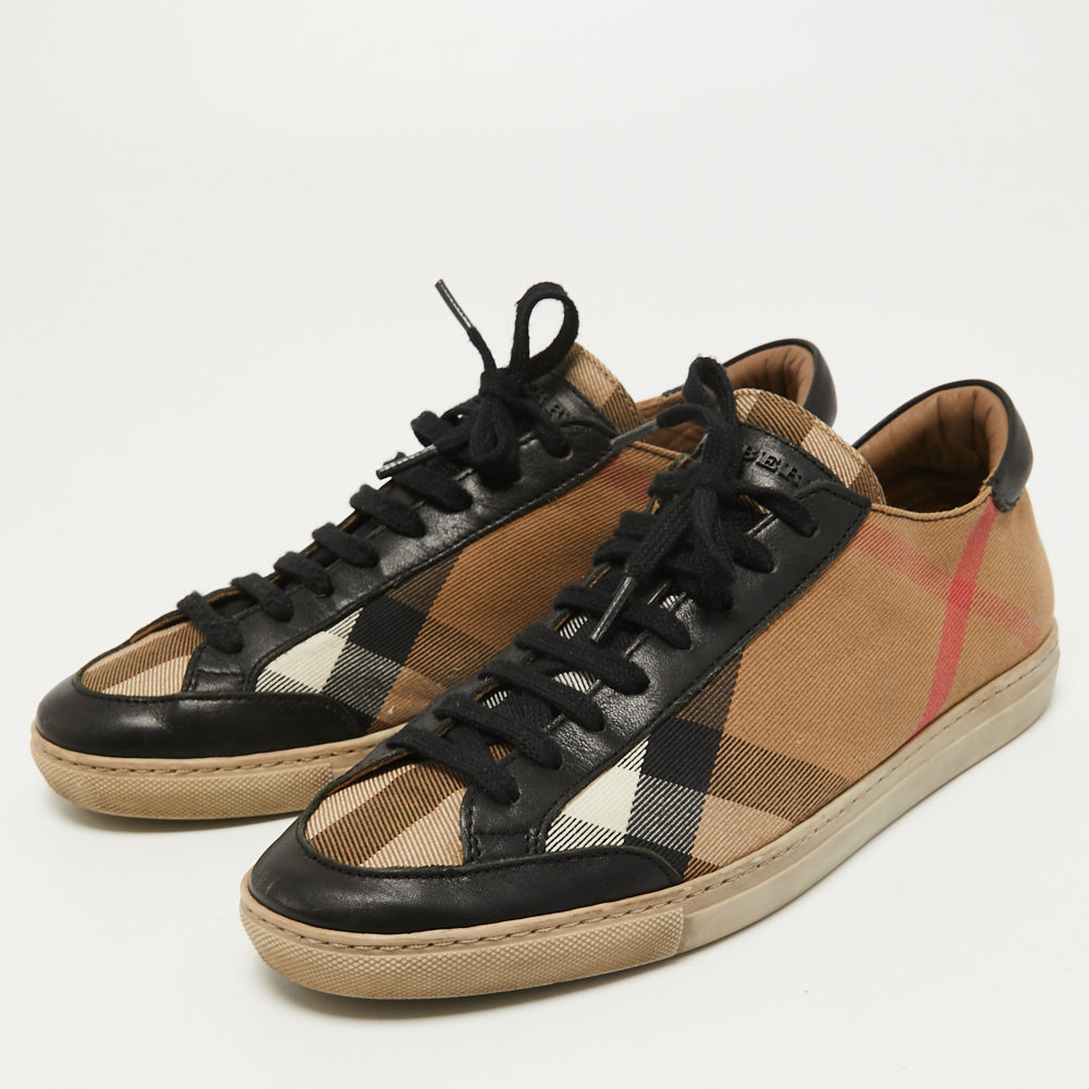 

Burberry Multicolor House Check Canvas and Leather Lace Up Sneakers Size