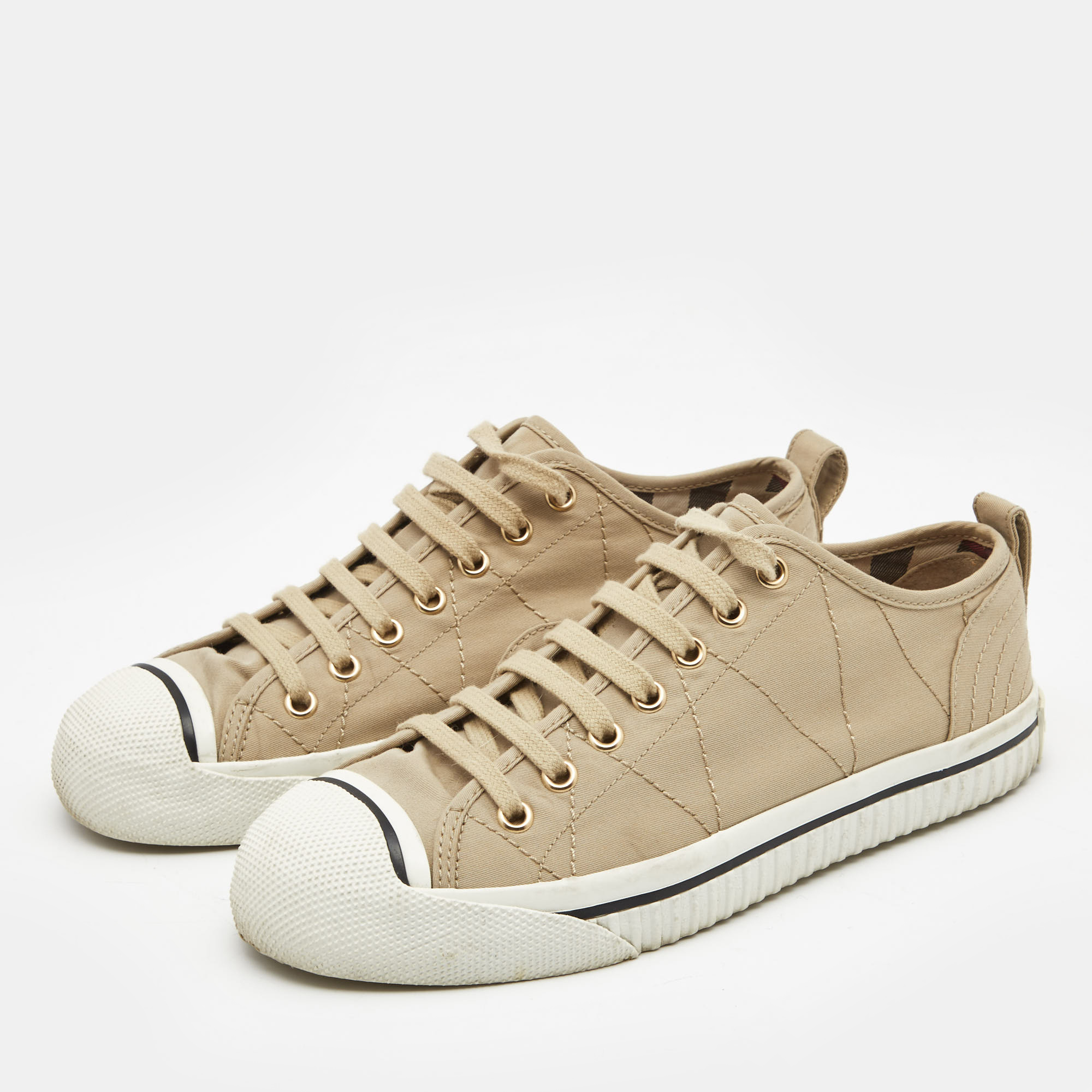 

Burberry Beige Canvas Low Top Sneakers Size