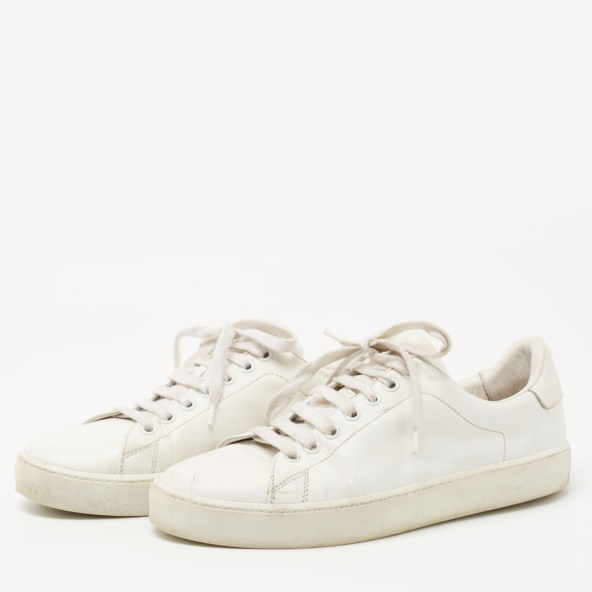 

Burberry White Leather Low Top Sneakers Size