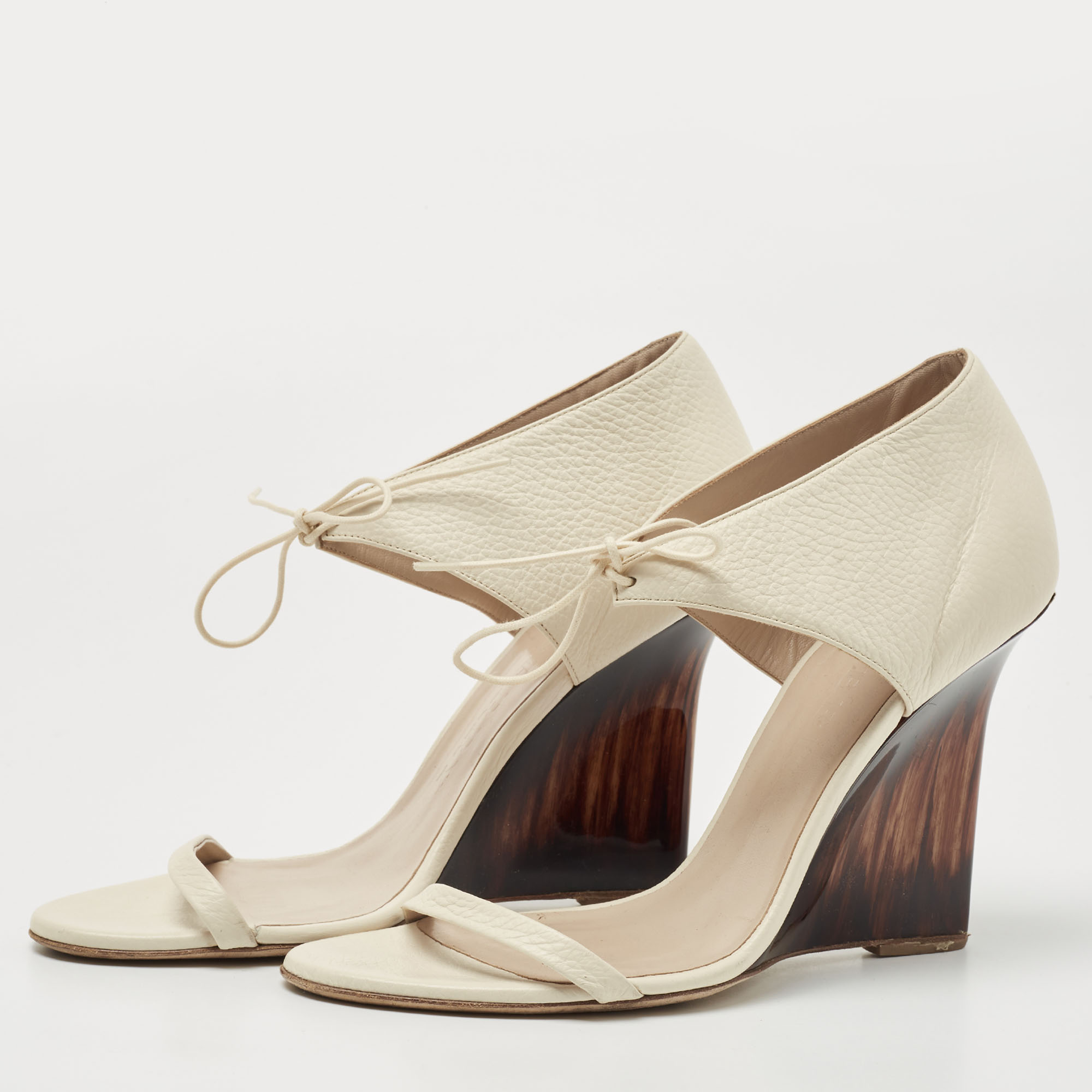 

Burberry Cream Leather Noorwood Wedge Sandals Size