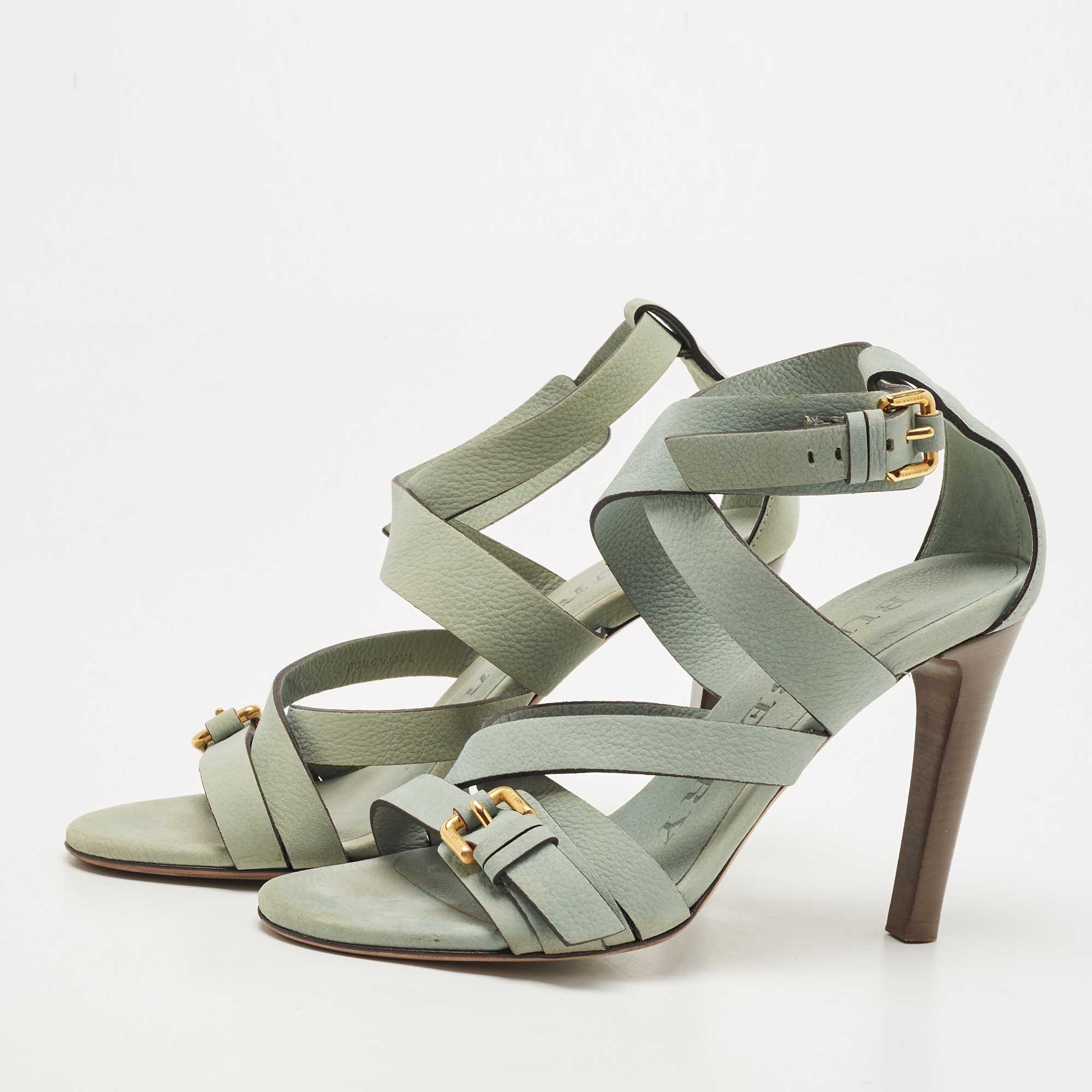 

Burberry Blue Nubuck Leather Strappy Sandals Size