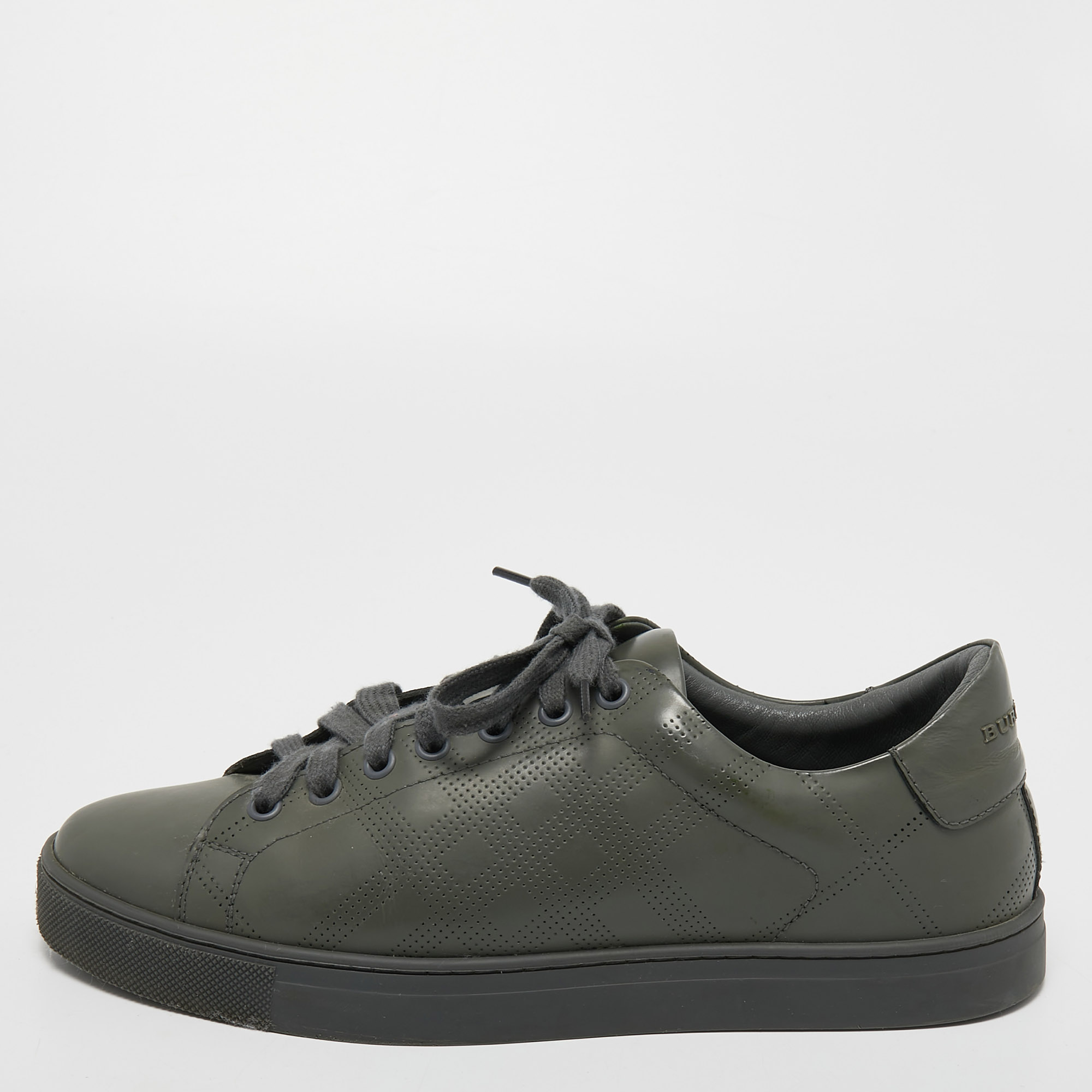 

Burberry Grey Perforated Leather Albert Sneakers Size
