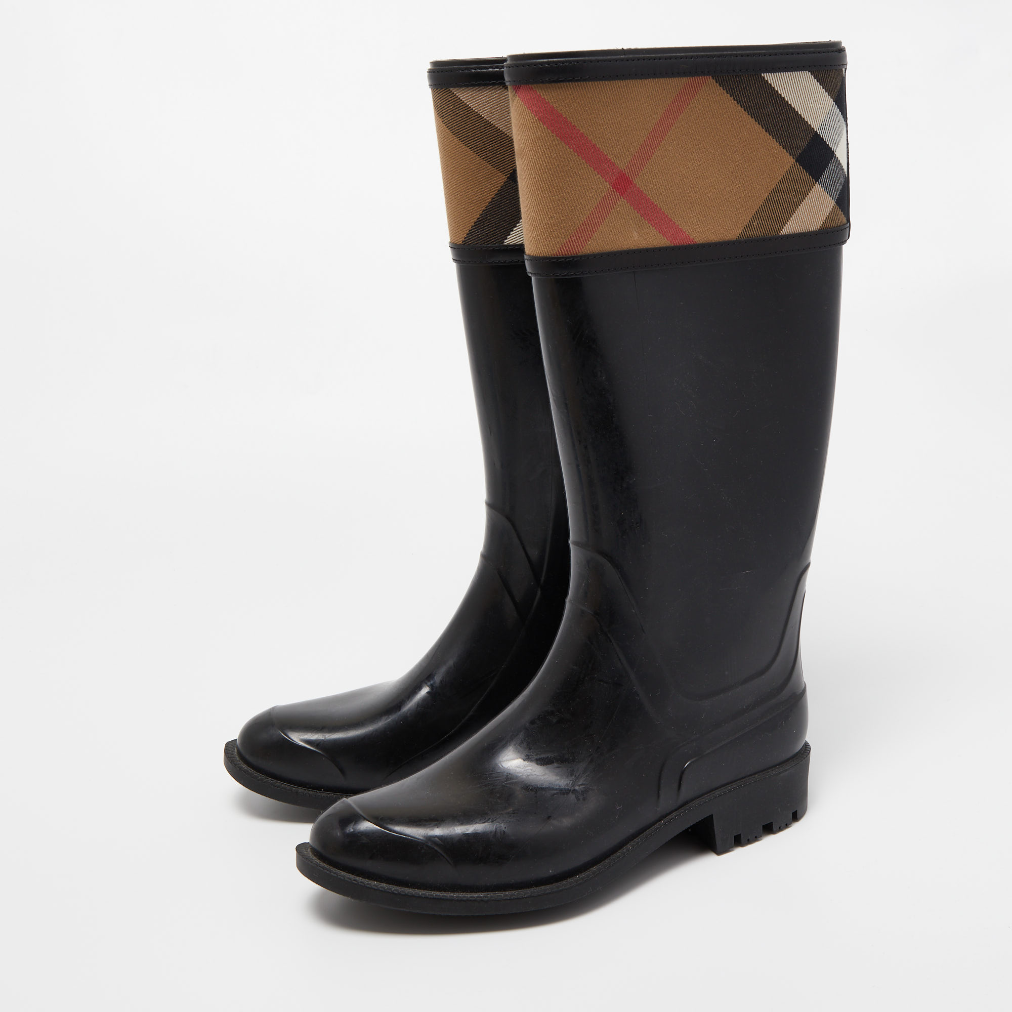 

Burberry Black Rubber Wellington Rain Boots Size