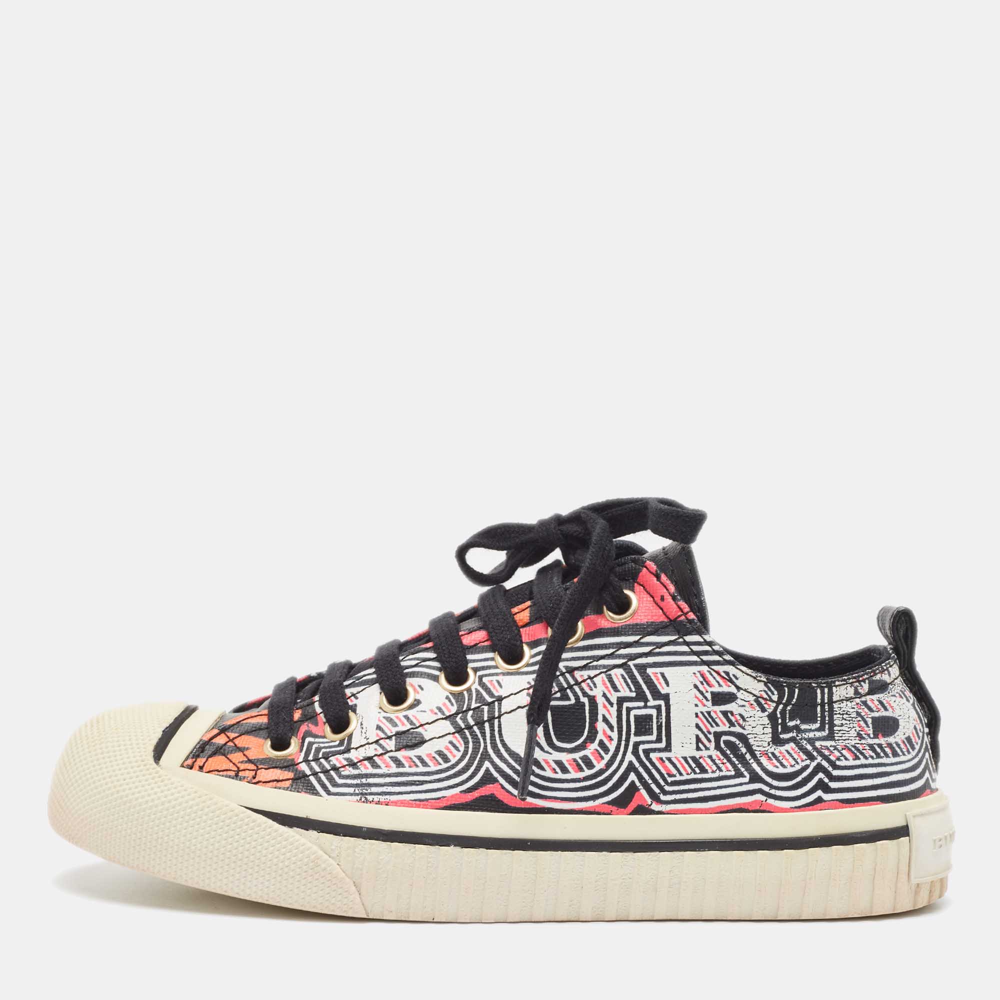 

Burberry Multicolor Coated Canvas Kingly Mark Print Low Top Sneakers Size