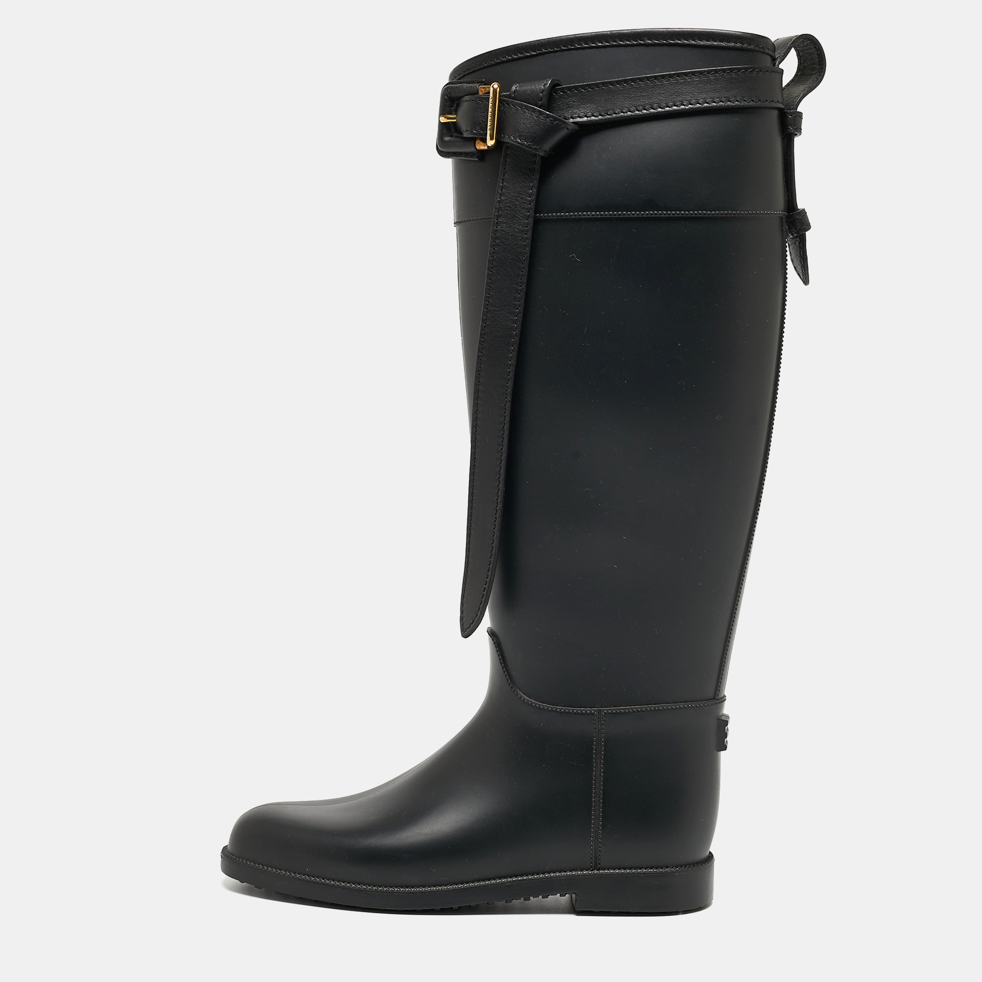 Pre-owned Burberry Black Rubber Rain Boots Size 36 | ModeSens