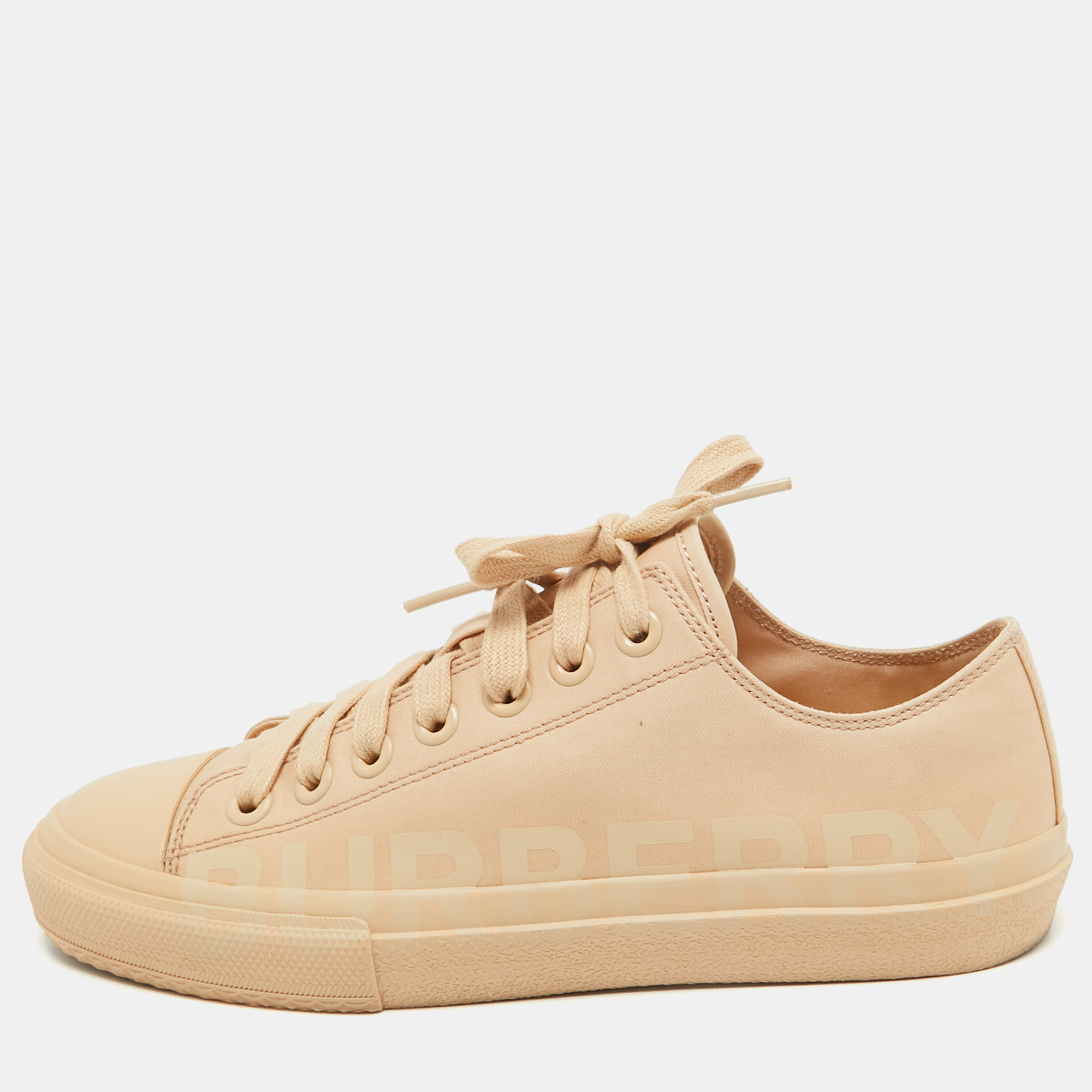 

Burberry Beige Canvas Low Top Sneakers Size