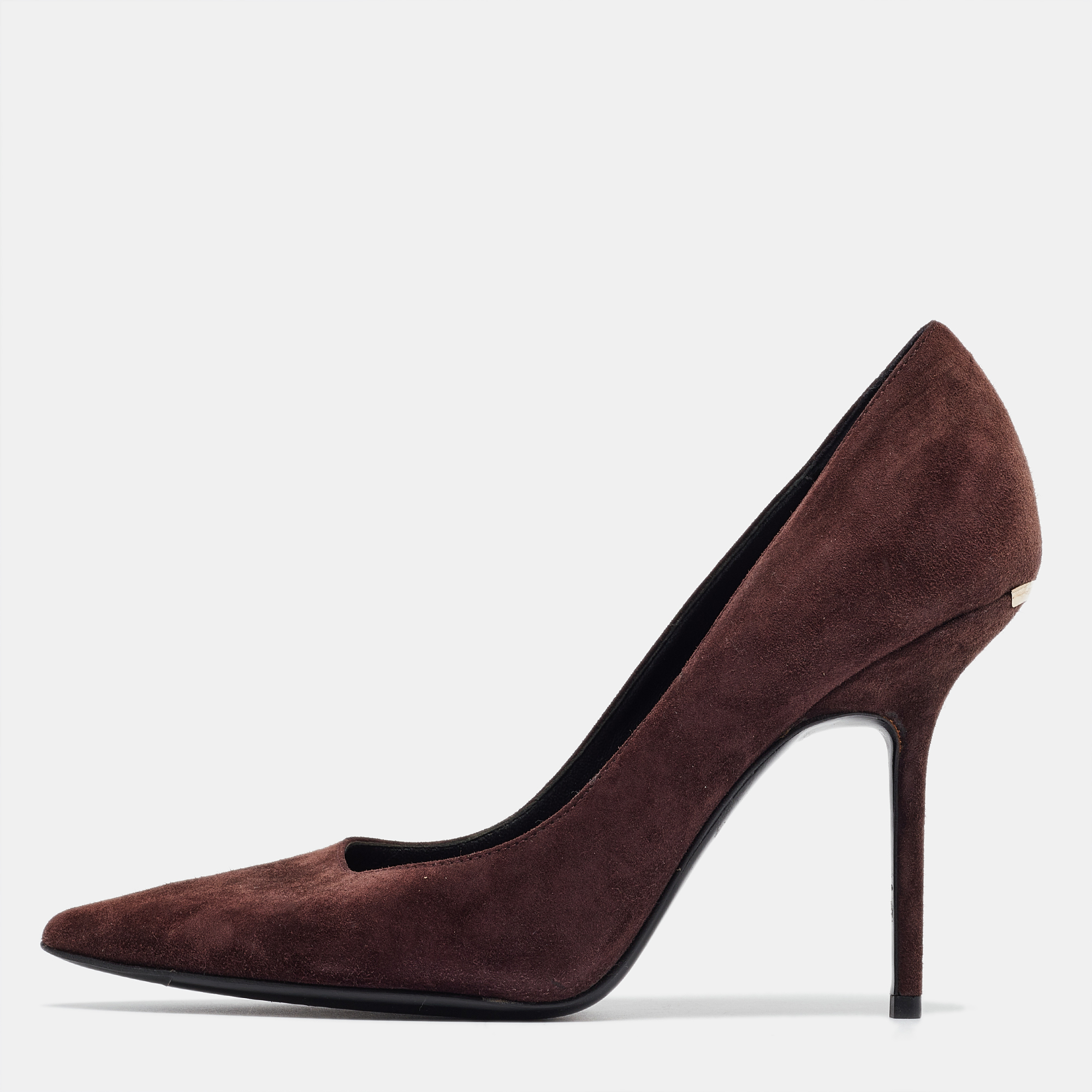 Pre-owned Burberry Burgundy Suede Mawdesley Pointed Toe Pumps Size 39