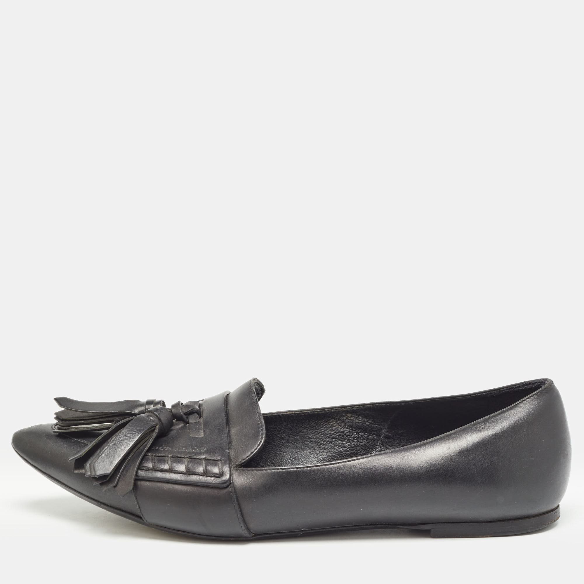 

Burberry Black Leather Tassel Pointed Toe Ballet Flats Size