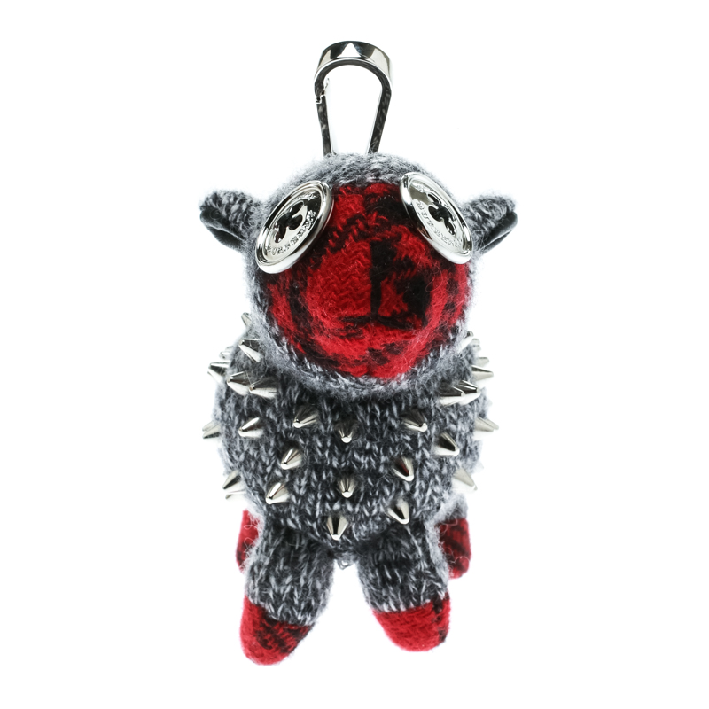 Burberry Grey Studded Wendy Sheep Key Ring / Bag Charm