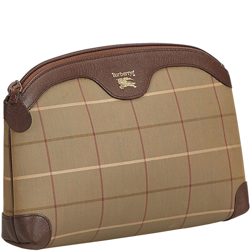 

Burberry Brown Plaid Canvas Clutch Bag