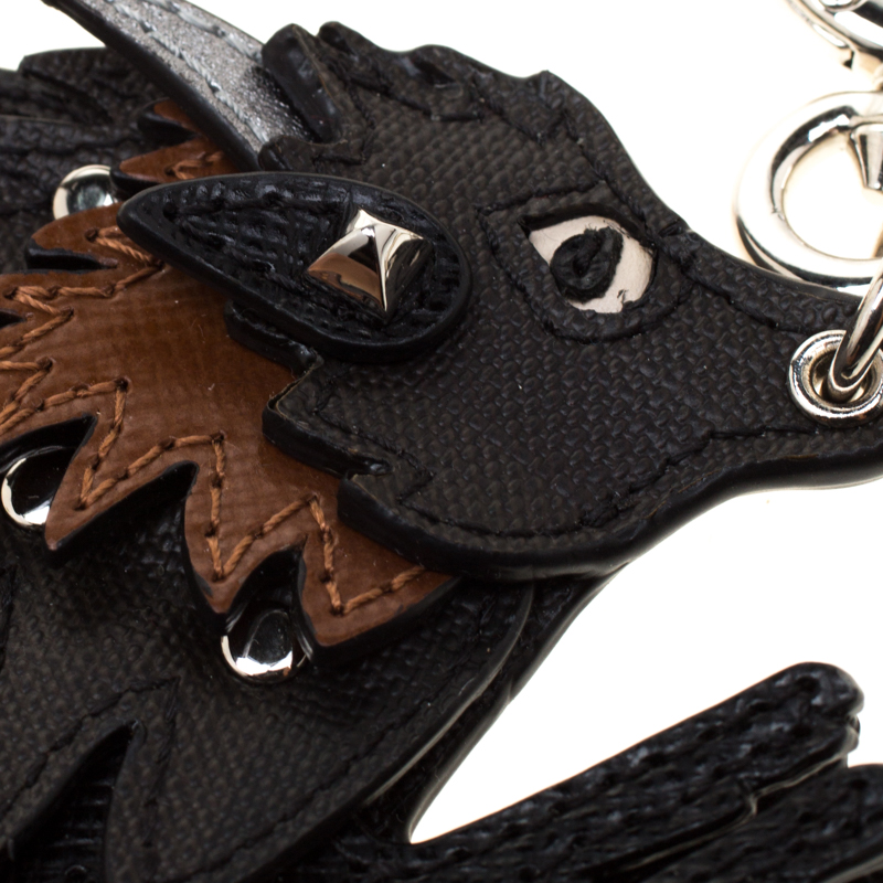 

Burberry Beasts Black Leather Silver Tone Bag Charm