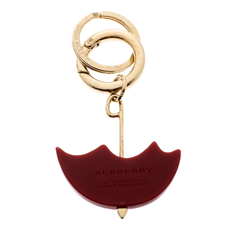 

Burberry Red British Icon Umbrella Charm Gold Tone Keyring